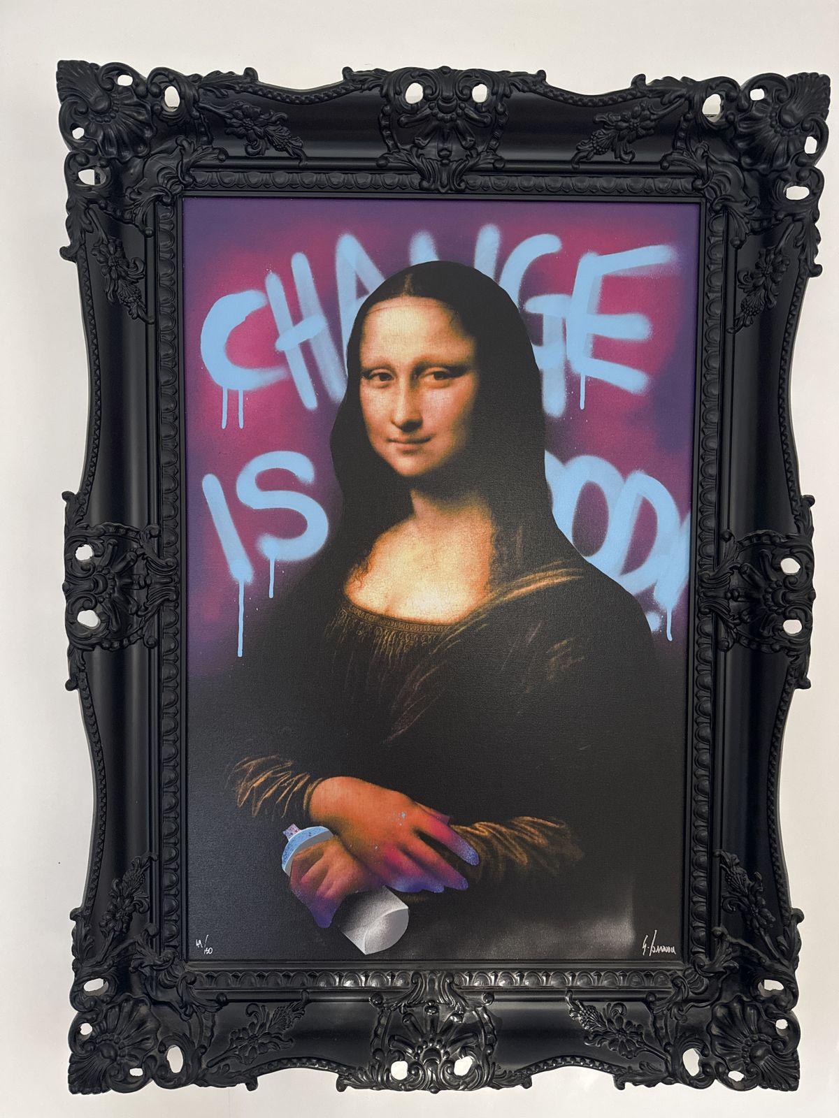 Framed Pop Art Mona Lisa Pair By George Ioannou Contemporary Street Art Statement Pieces photo furniture