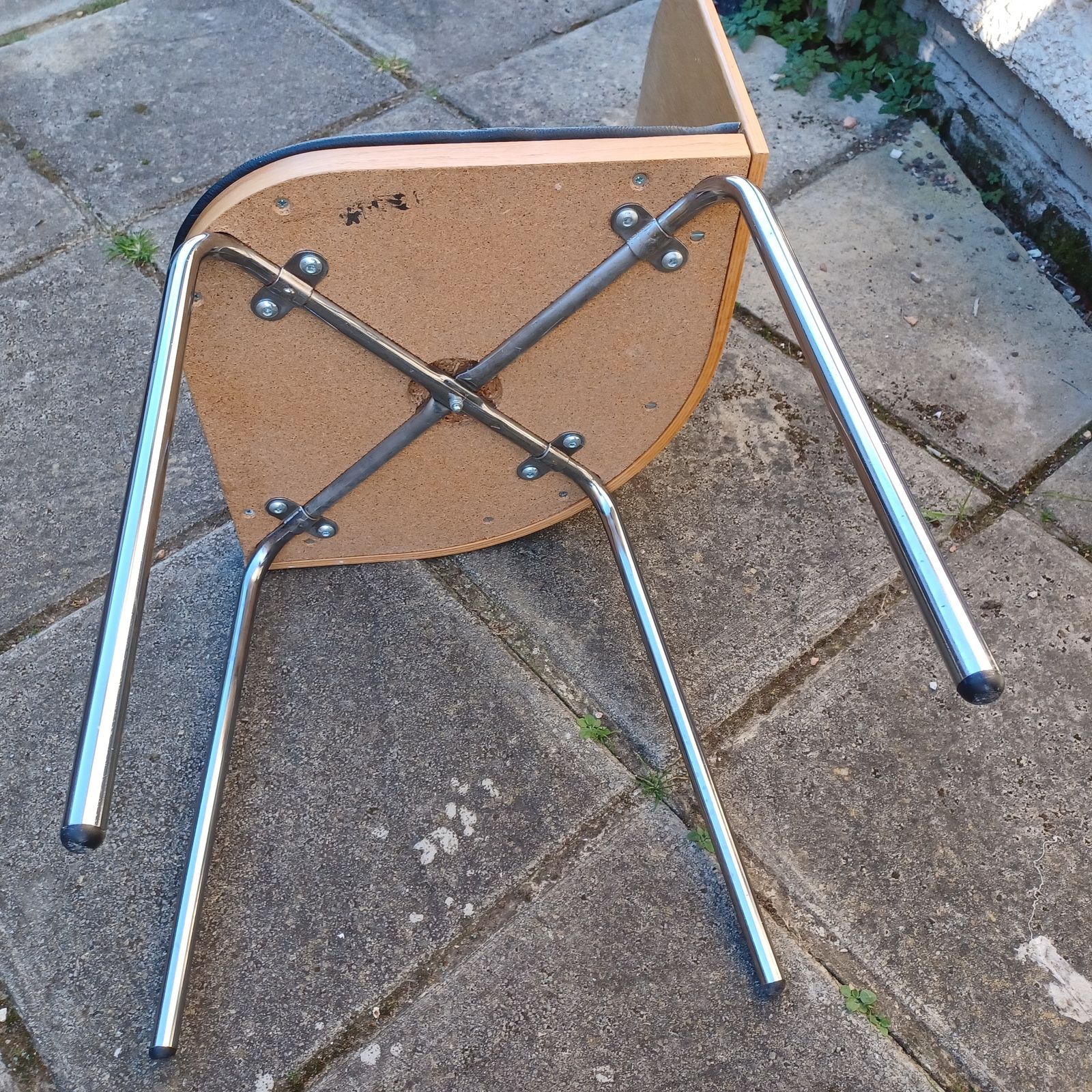 Fusion Chairs 3x Sandra Kragnert Style Retro Chairs Chrome Legs Wooden Chairs photo vintage