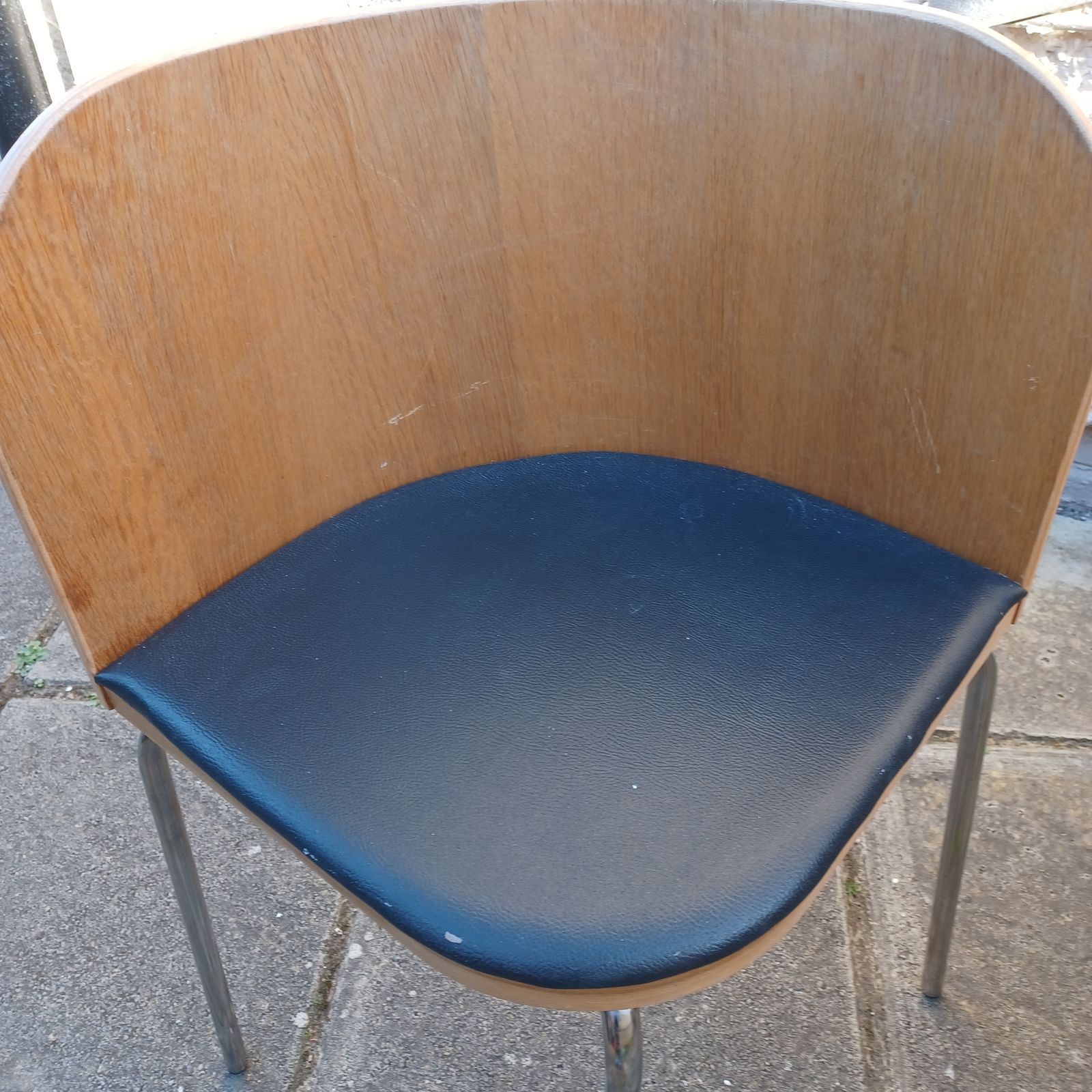 photo vinterior Fusion Chairs 3x Sandra Kragnert Style Retro Chairs Chrome Legs Wooden Chairs