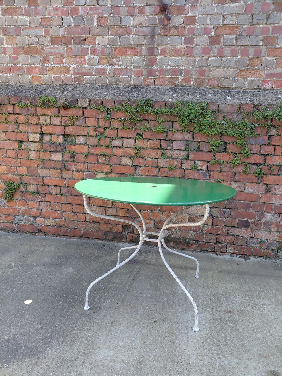 Antique French Large Wrought Iron & Zinc Topped Garden Table photo for sale