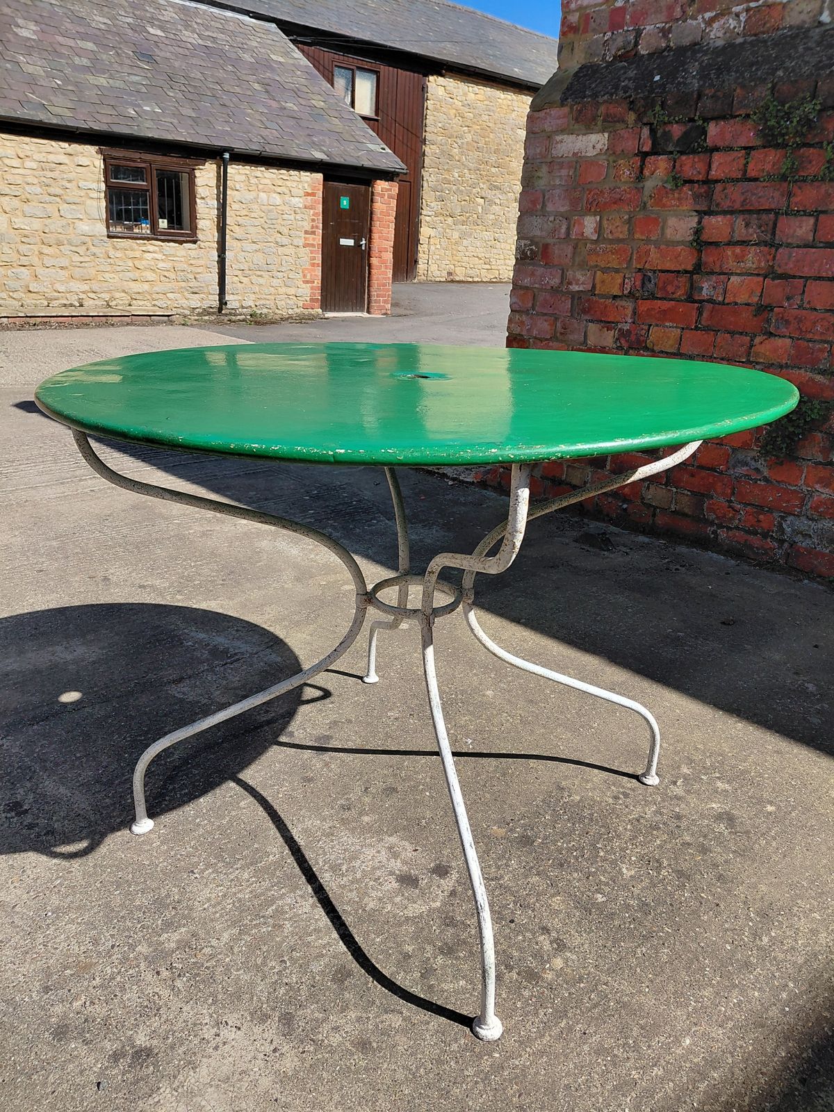 Antique French Large Wrought Iron & Zinc Topped Garden Table photo furniture
