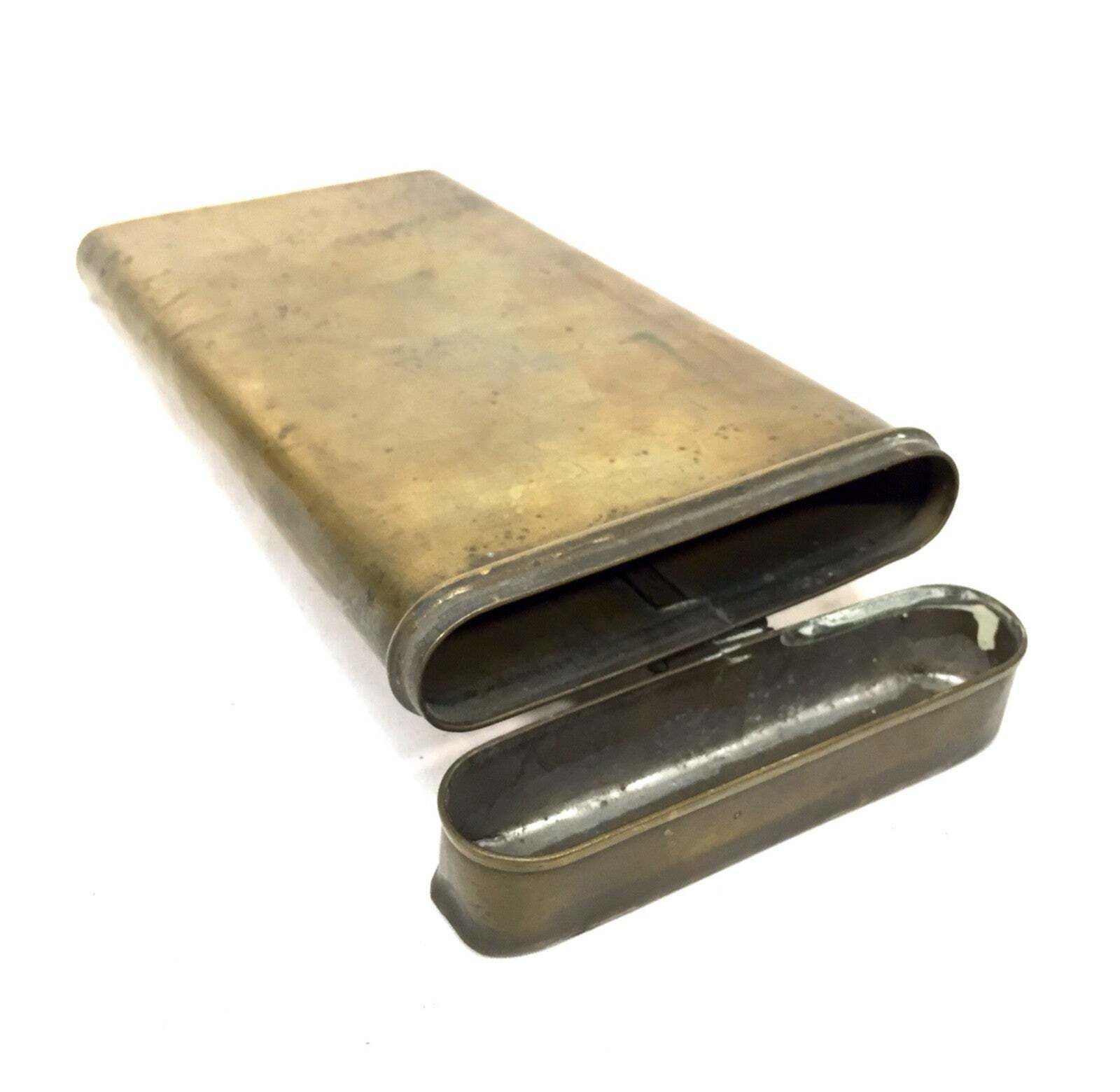 Antique Brass Metal Military Map Tin / Storage Holder Box / Early 20th Century