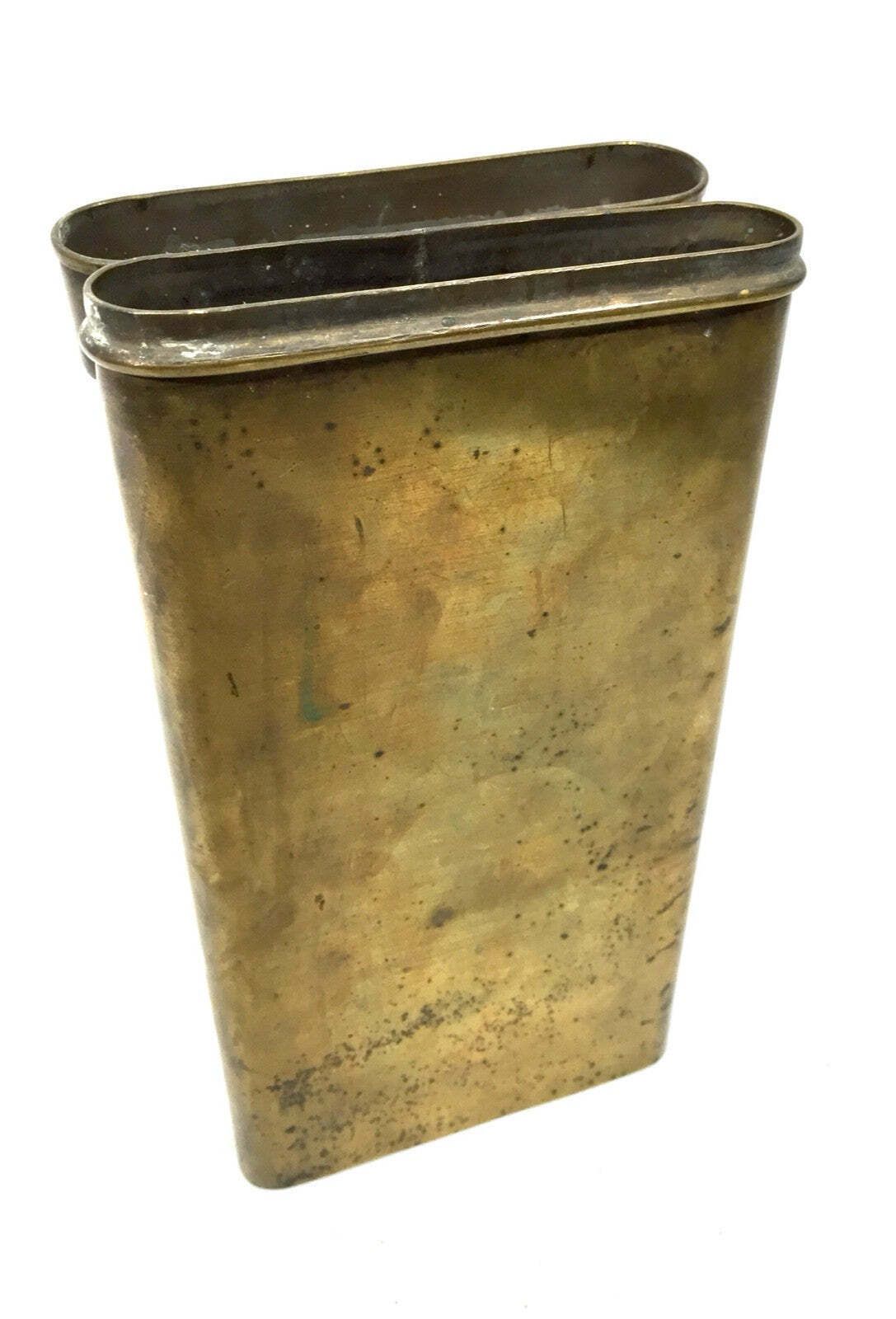 Antique Brass Metal Military Map Tin / Storage Holder Box / Early 20th Century photo Home Decor