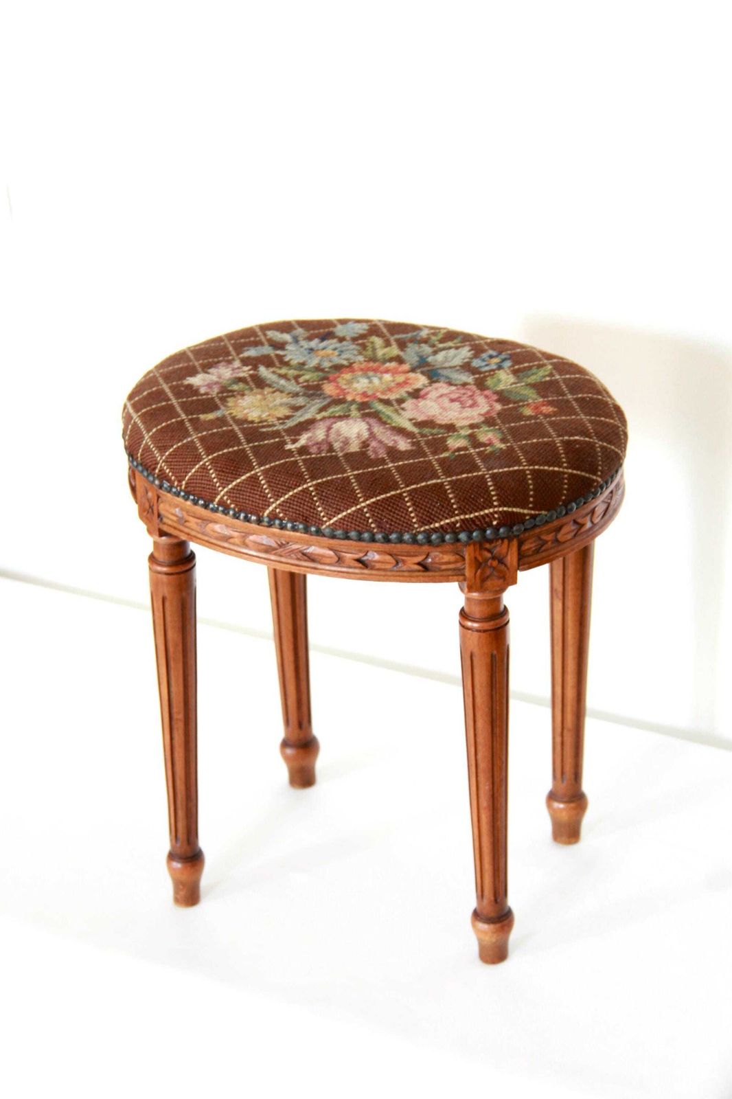 Luigina, Antique Louis XVI Style Foot Rest/ Stool, Italy, 1940s photo for sale