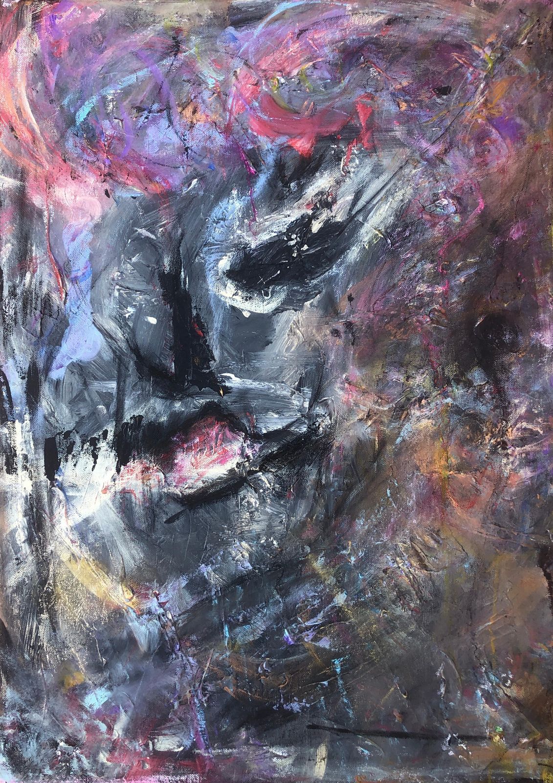 Nerea Caos Abstract Expressionist Self Portrait Oil Painting Contemporary Figurative Art 2023