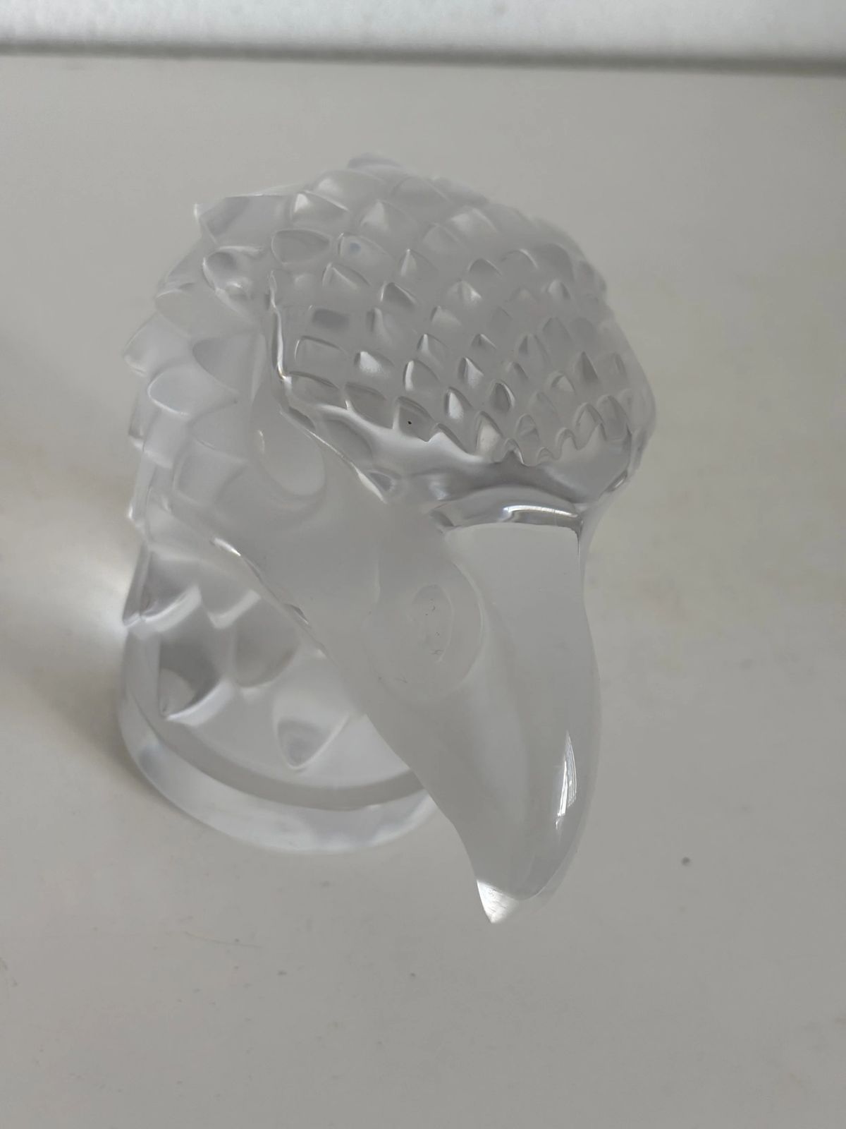 Lalique France "Eagle Head" — Frosted Crystal Eagle Head Mascot, Signed, 1980s — Art Deco, Paperweight, French Glass Figurine photo vinterior