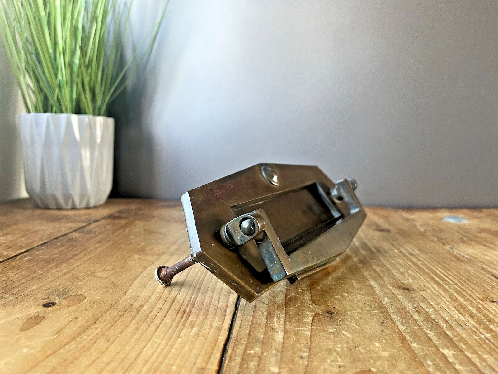 Reclaimed Antique Art Deco Bronze Brass Door Knocker Letter Box Mail Post Slot photo vinterior
