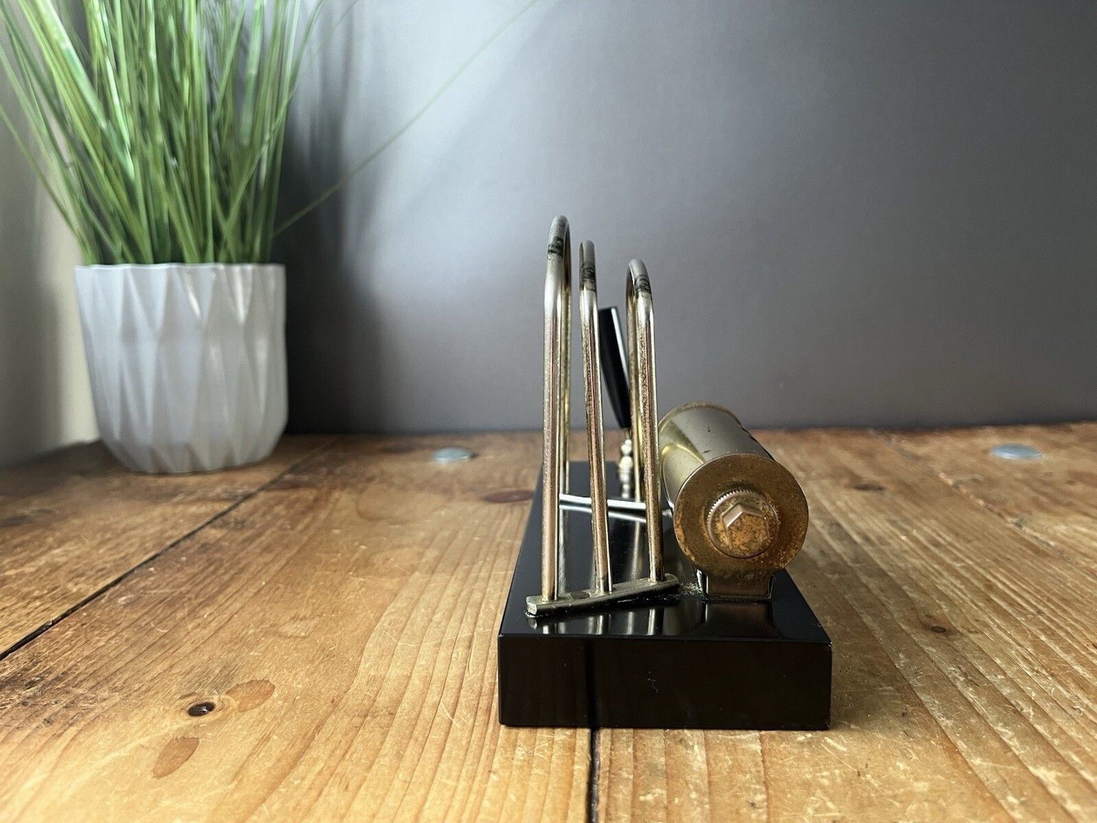 Art Deco Brass Marble Base Perpetual Desk Calendar Letter Rack Pen Holder Office photo for sale