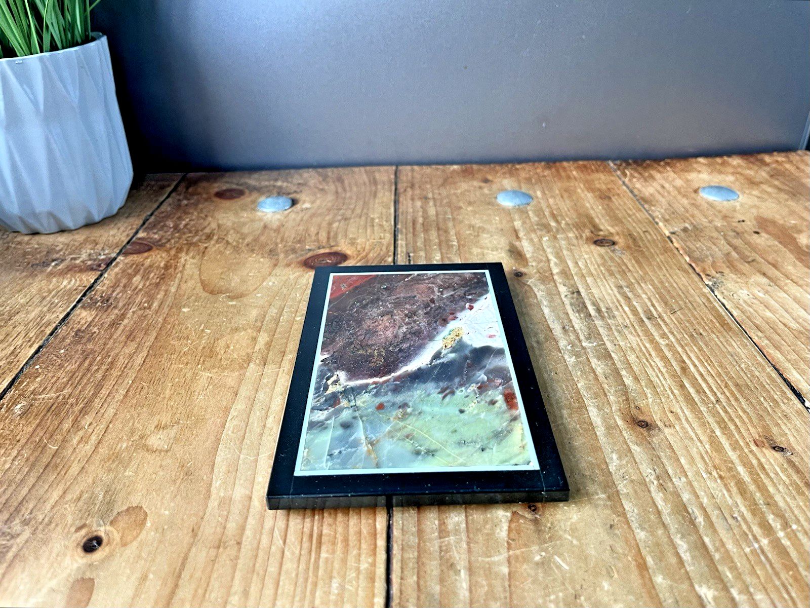 Polished Jasper Hardstone Mineral Panel Stone Slab Slice Desk Paperweight Trivet photo vinterior