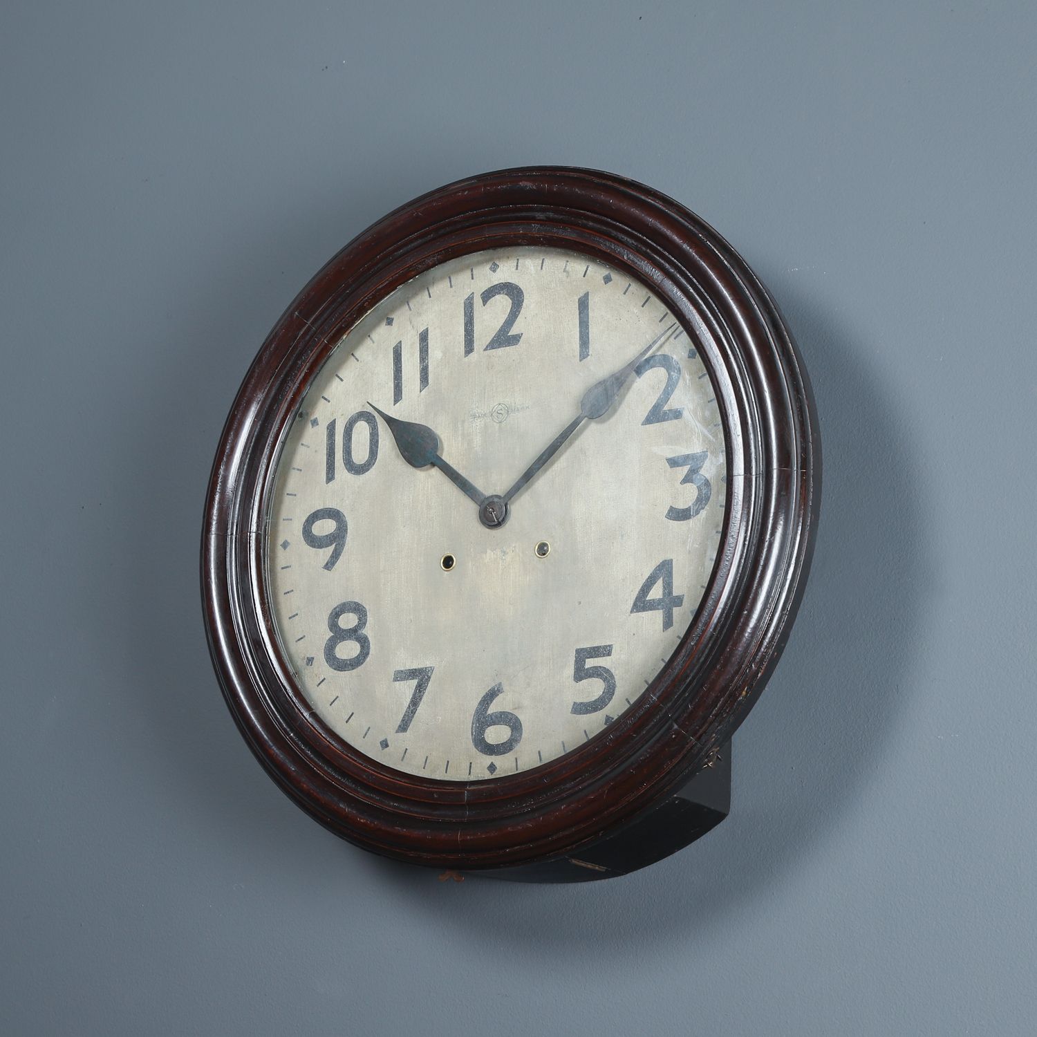 photo furniture Large Antique Japanese 20" Mahogany Trademark Railway Station / School Wall Clock (Chiming / Striking)