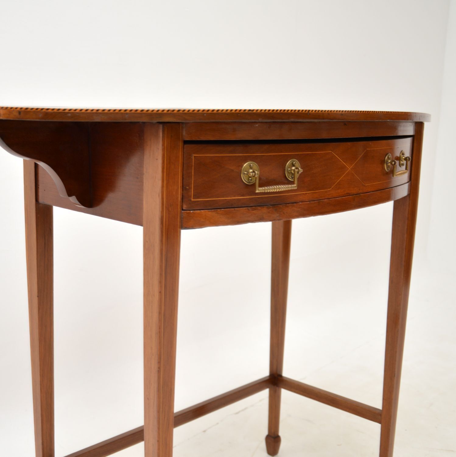 Antique Edwardian Inlaid Mahogany Writing Table photo vintage