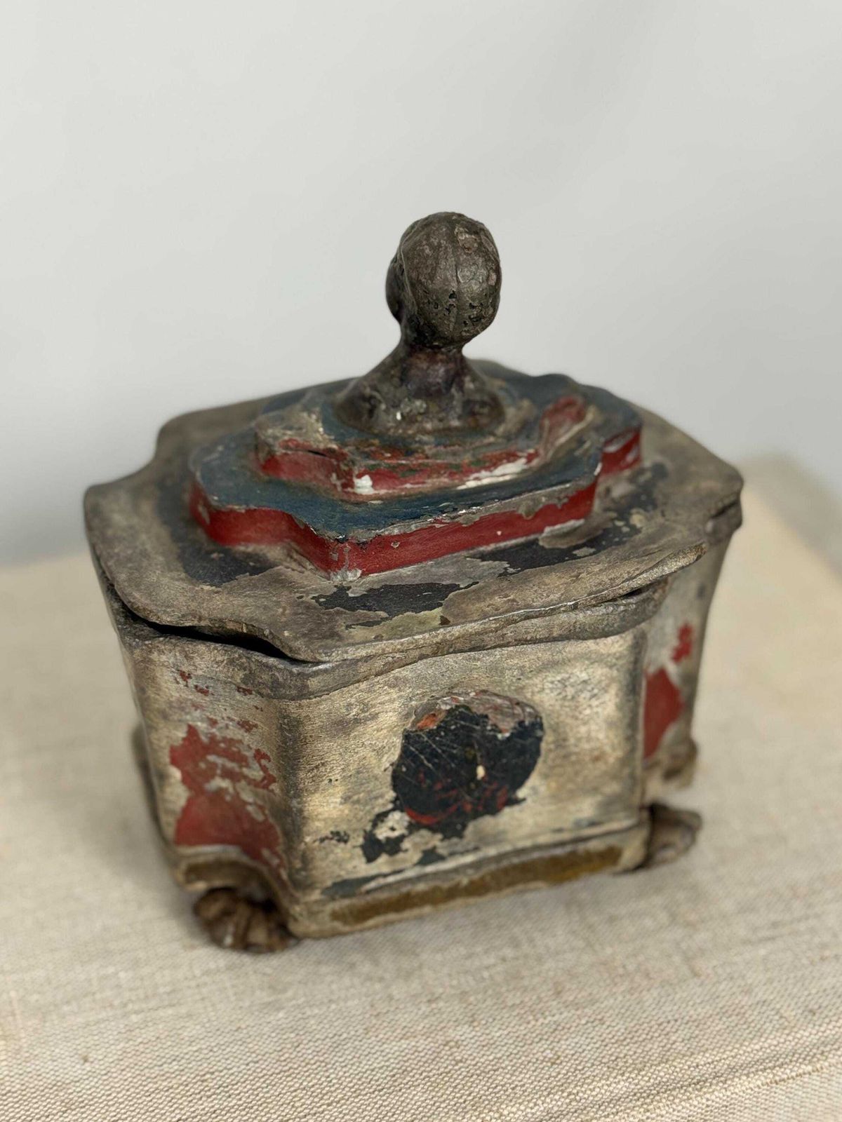 1700s Antique Lead Tobacco Jar | 18th Century Tobacco Pot | Colonial Decor photo vinterior