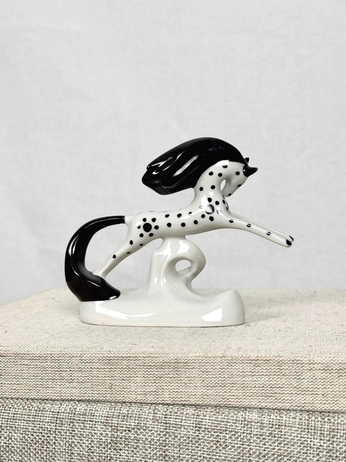 Vintage Porcelain Horse | Mid Century Modern Ceramic Horse Sculpture | Retro Animal Figurine photo Home Decor