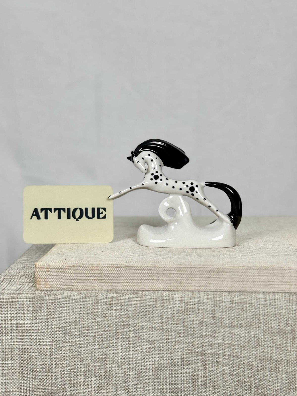 Vintage Porcelain Horse | Mid Century Modern Ceramic Horse Sculpture | Retro Animal Figurine photo vinterior
