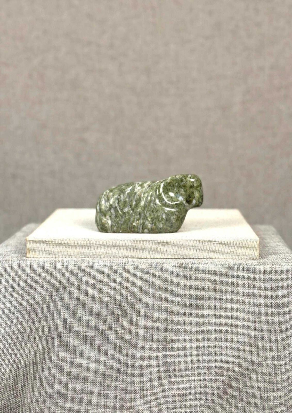 Mid Century Stone Animal Sculpture | Snowflake Epidote Carving | Modernist Decorative Object | 1950s Sculpture