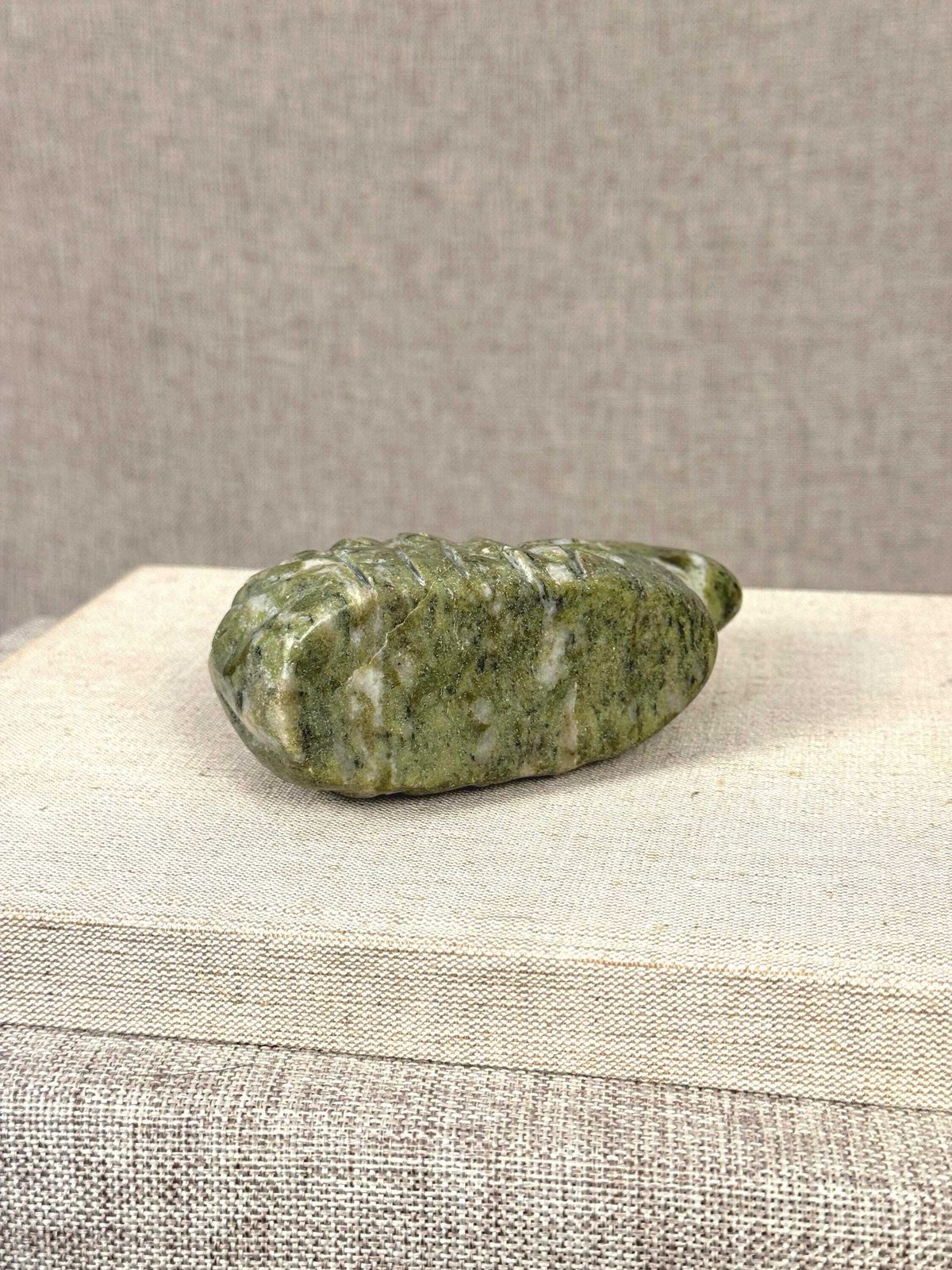 Mid Century Stone Animal Sculpture | Snowflake Epidote Carving | Modernist Decorative Object | 1950s Sculpture photo for sale