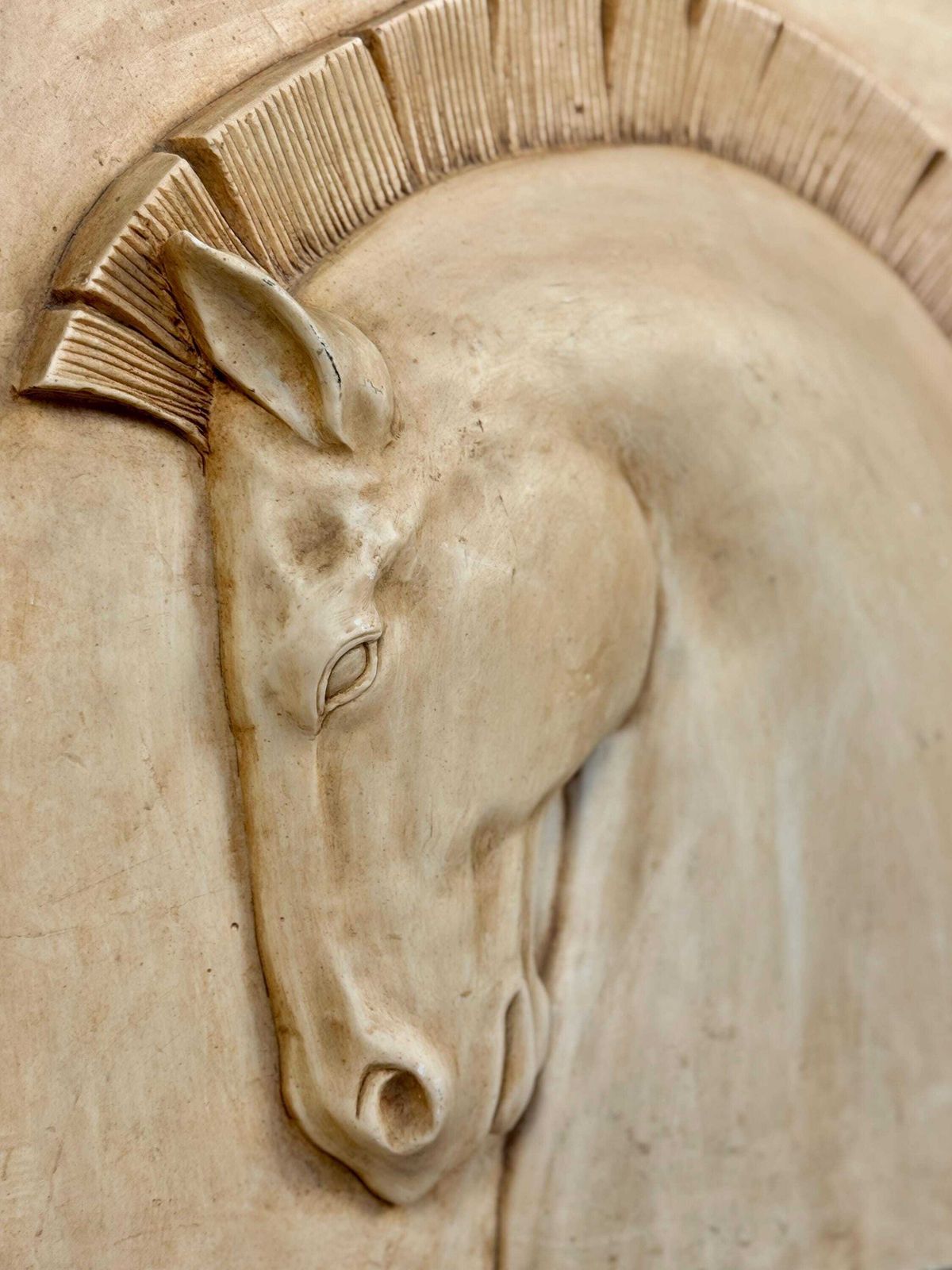 Large Horse Wall Sculpture, Brutalist Fibreglass Relief, Vintage Sculptural Wall Hanging photo for sale