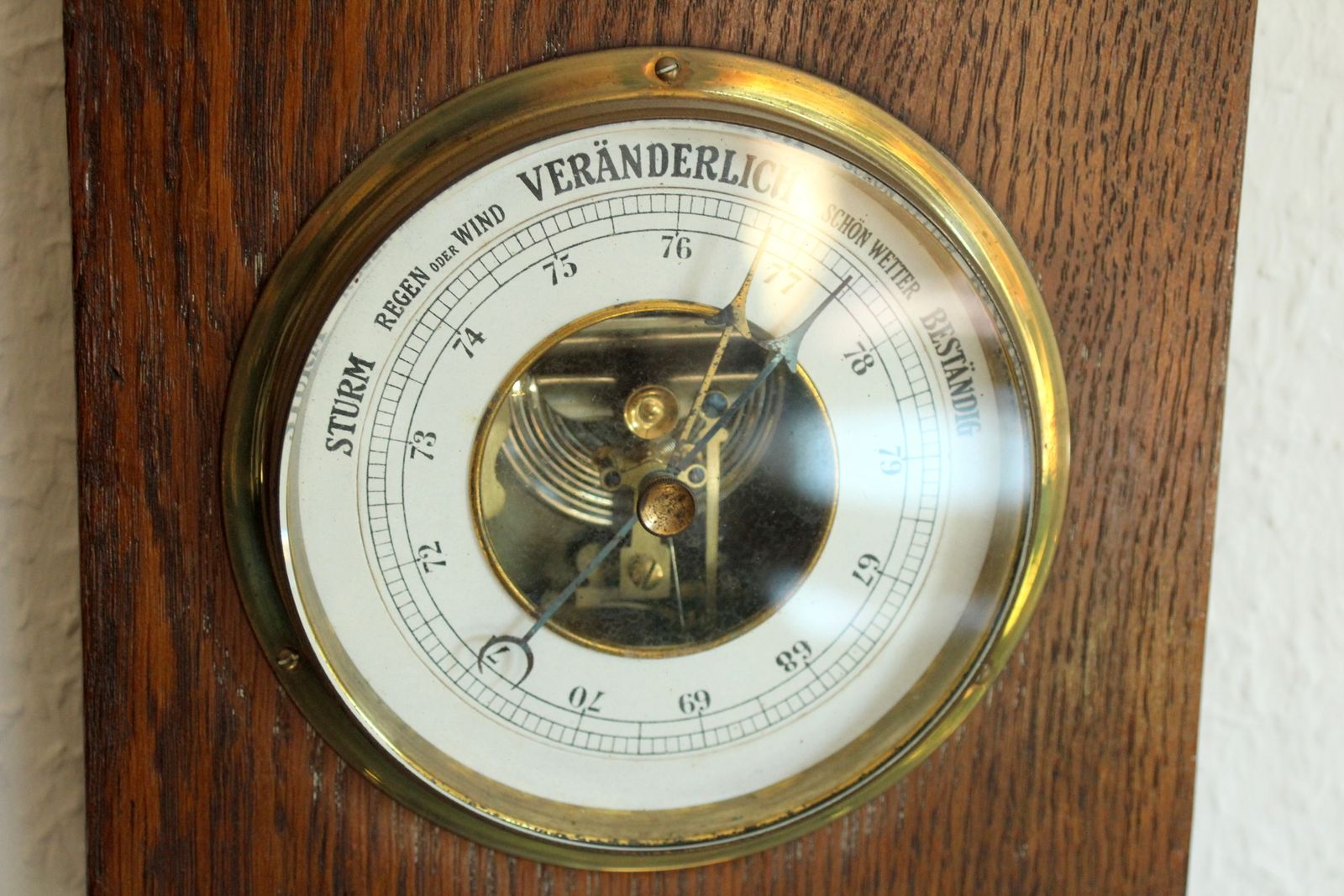 1920s Antique Handcarved Weather Station (Thermometer Showing Celsius And Reaumur And Barometer) photo Home Decor