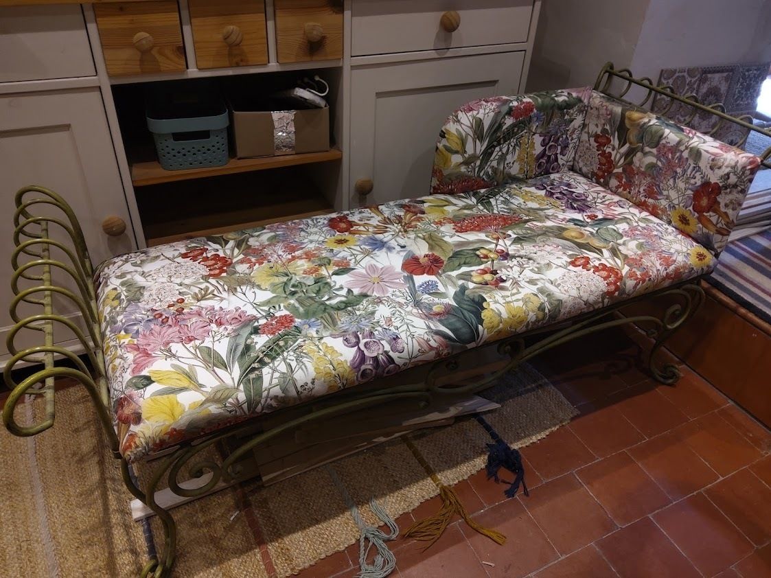 Metal Chaise Longue Upholstered In Fibre Naturel Chelsea Profusion photo furniture