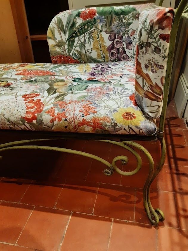 Metal Chaise Longue Upholstered In Fibre Naturel Chelsea Profusion photo vinterior