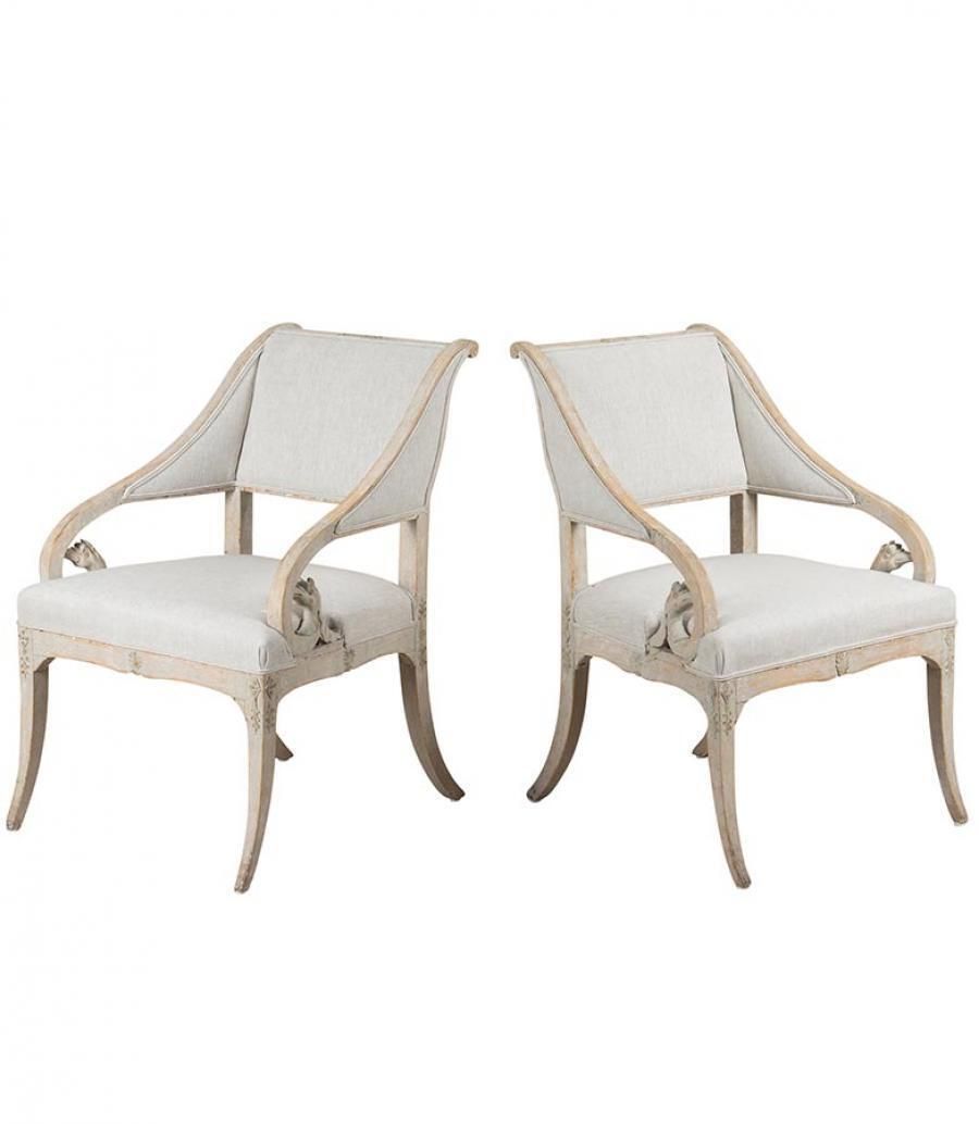 Pair Of 19th Century Period Gustavian Armchairs Made In Stockholm photo for sale