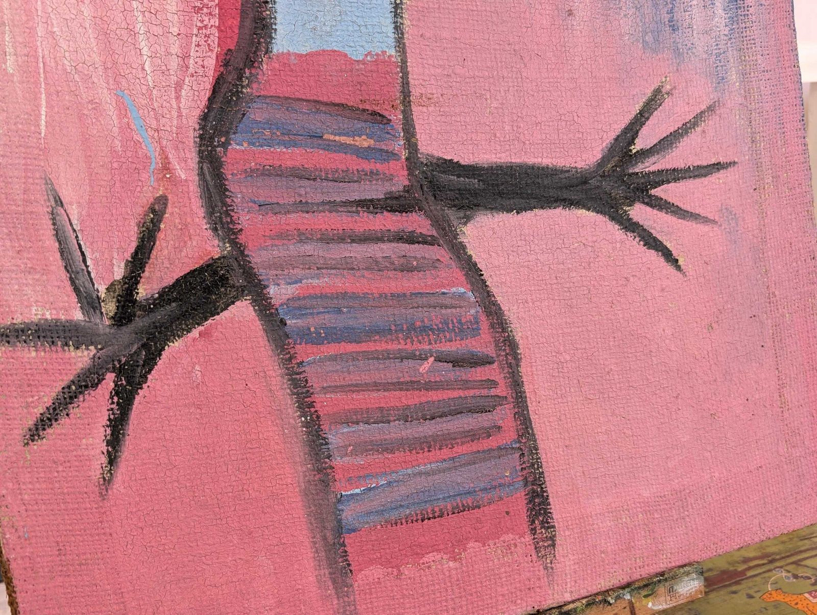 1970s American Outsider Folk Art Painting On Hessian Board. photo 190.0