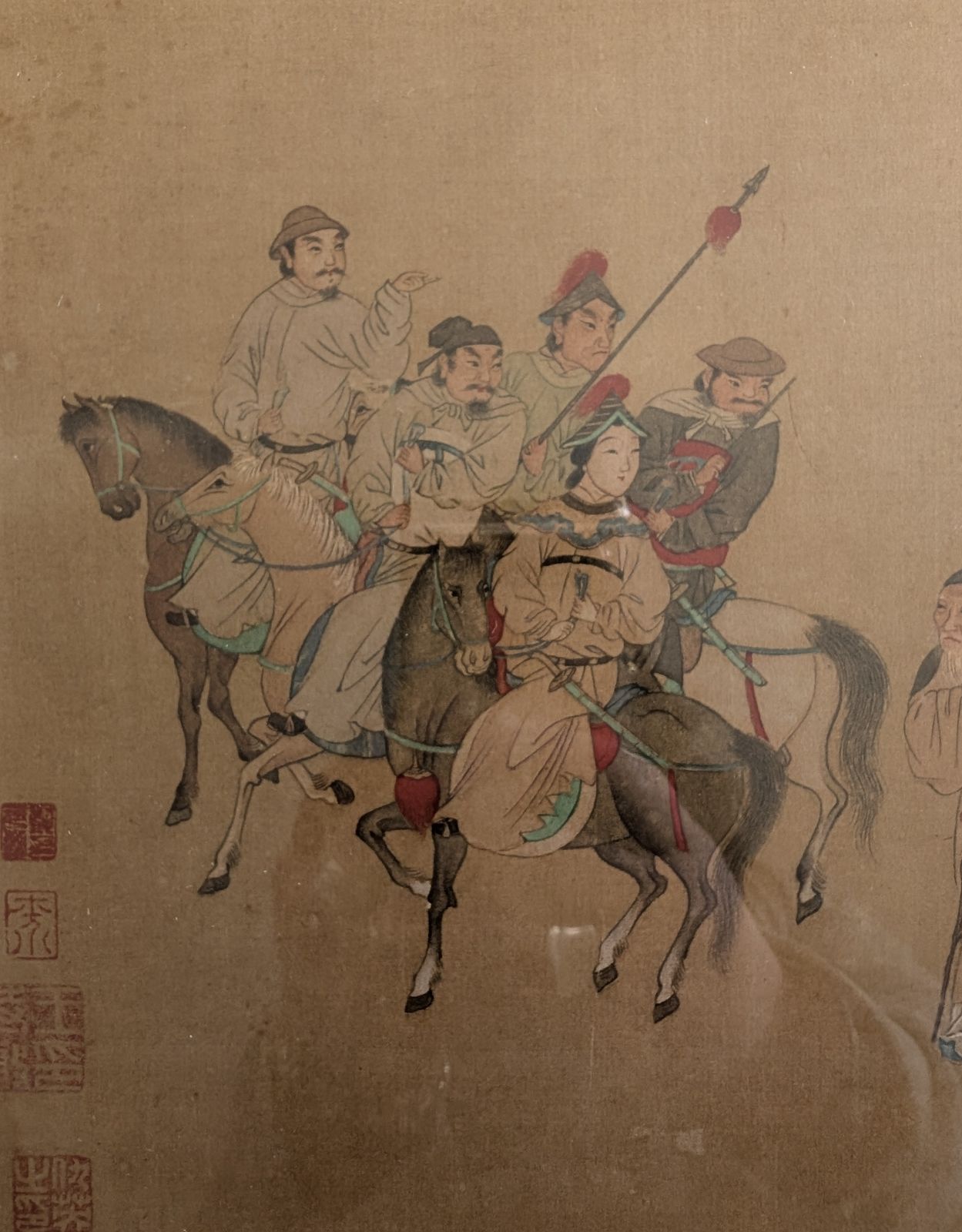 Vintage Chinese Woodblock Print Framed Signed