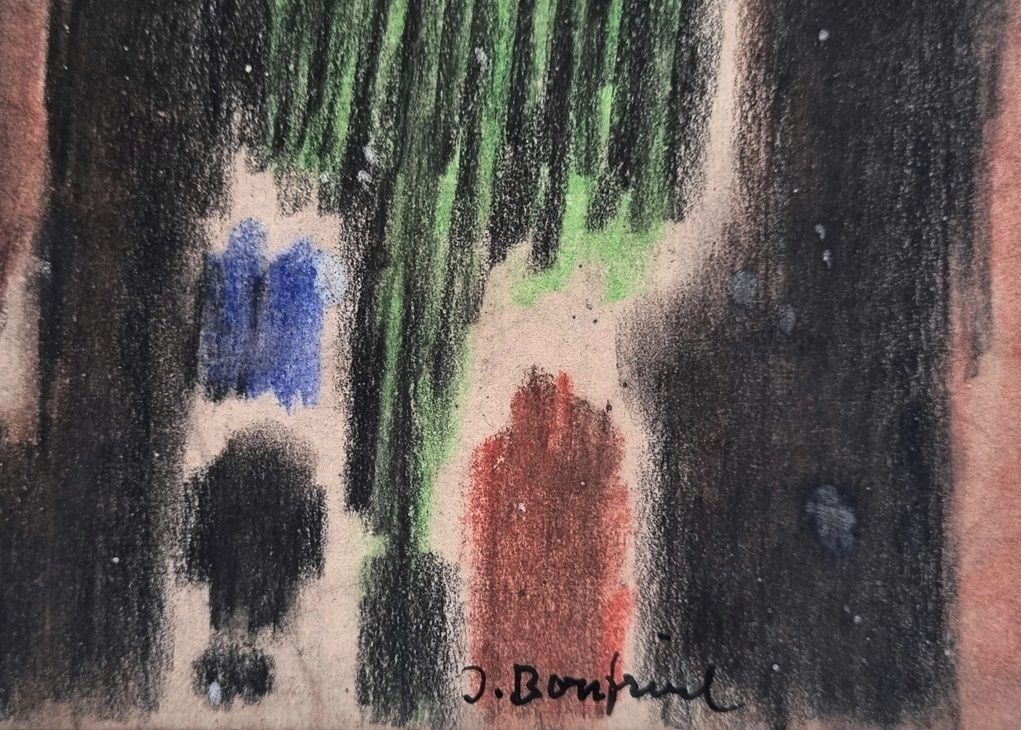 Jacob Bornfriend   Abstract Forms 1963 (Framed Drawing In Pastel) photo for sale