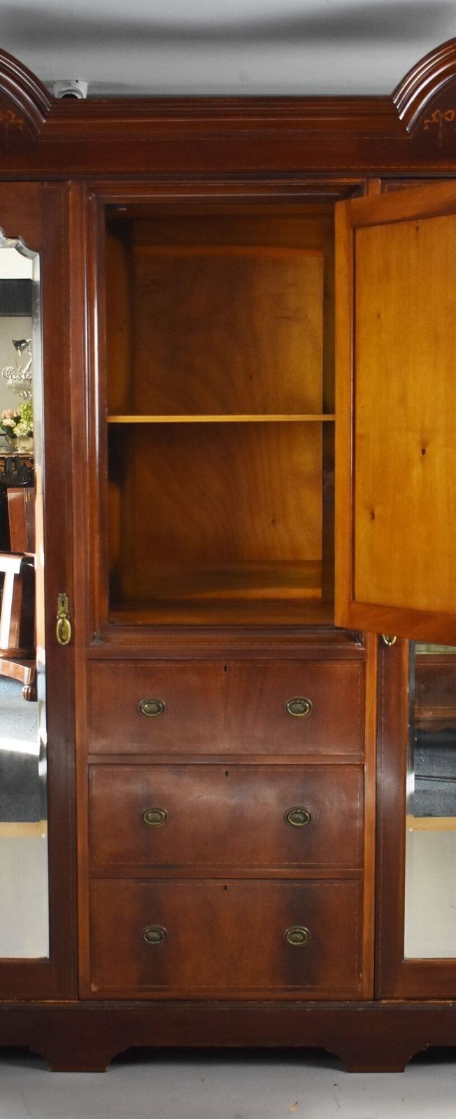 Edwardian Inlaid Mahogany Triple Wardrobe photo buy