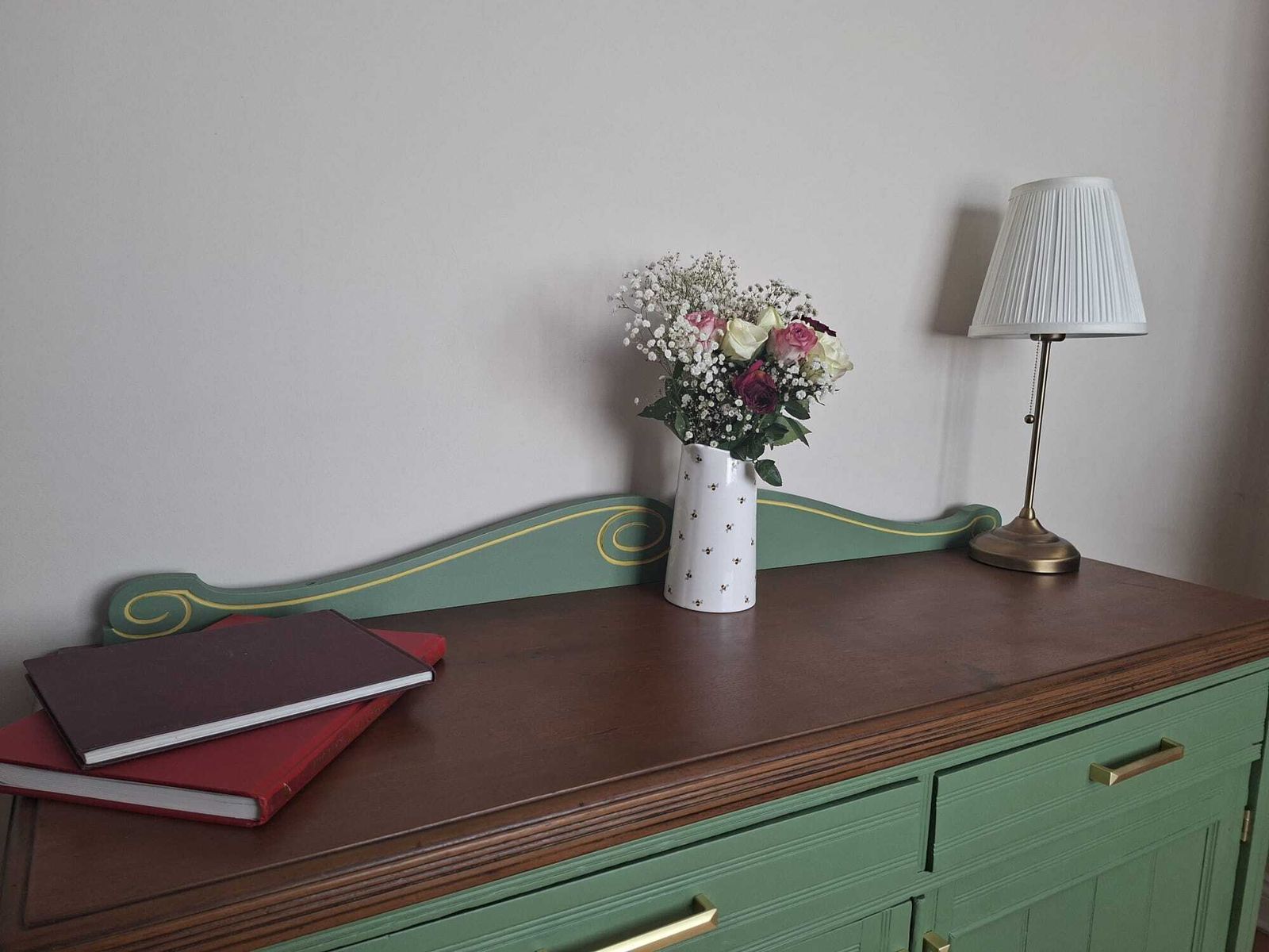 Artisan Sage Green Sideboard | Solid Wood & Brushed Brass | Fully Refined Interiortop & Brass Handles photo furniture