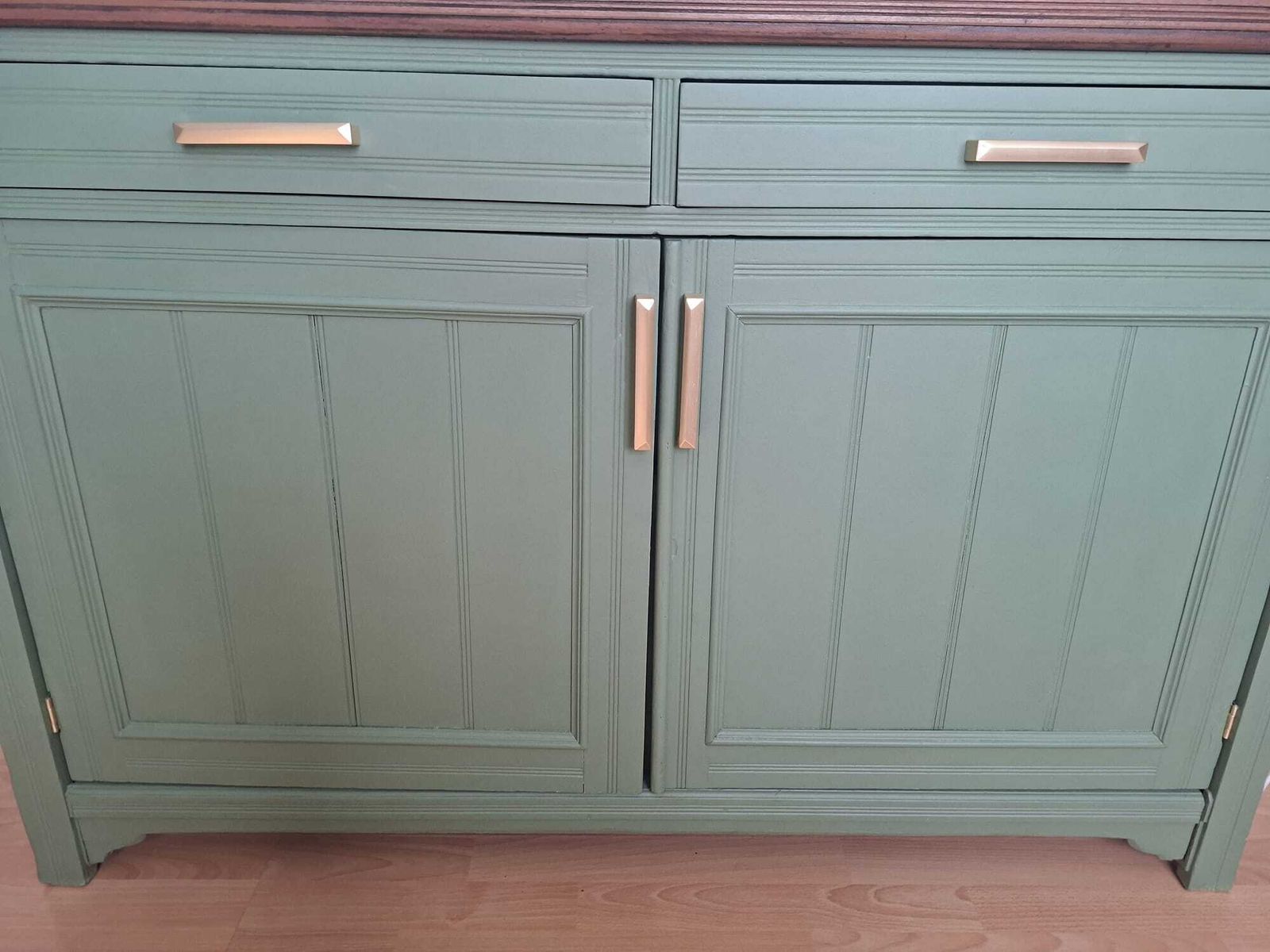Furniture Artisan Sage Green Sideboard | Solid Wood & Brushed Brass | Fully Refined Interiortop & Brass Handles photo