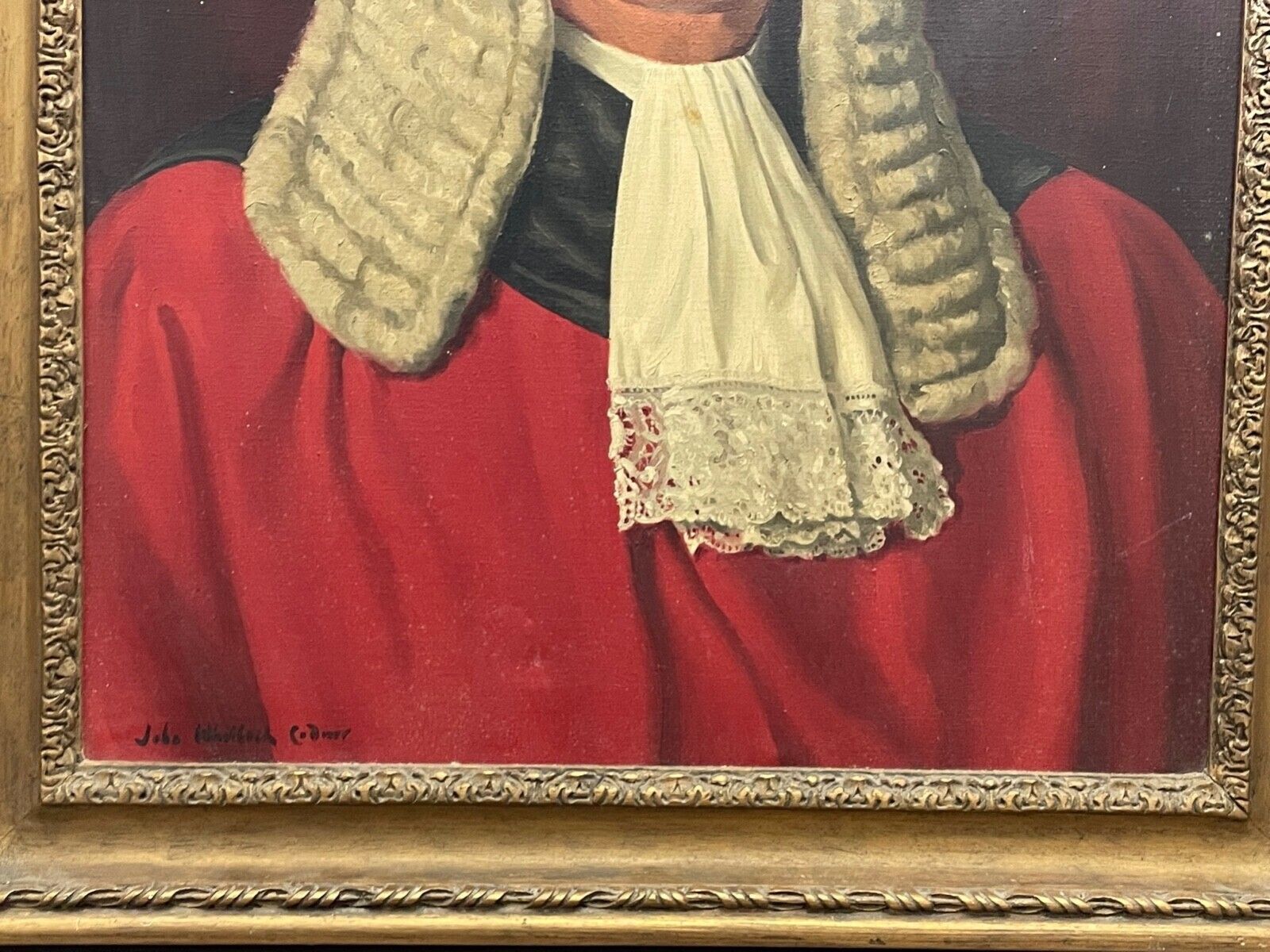 photo for sale Mid Century British Colonial Judicial Portrait Of Mr Justice Paul Storr In Ceremonial Red Robes By John Whitlock Codner