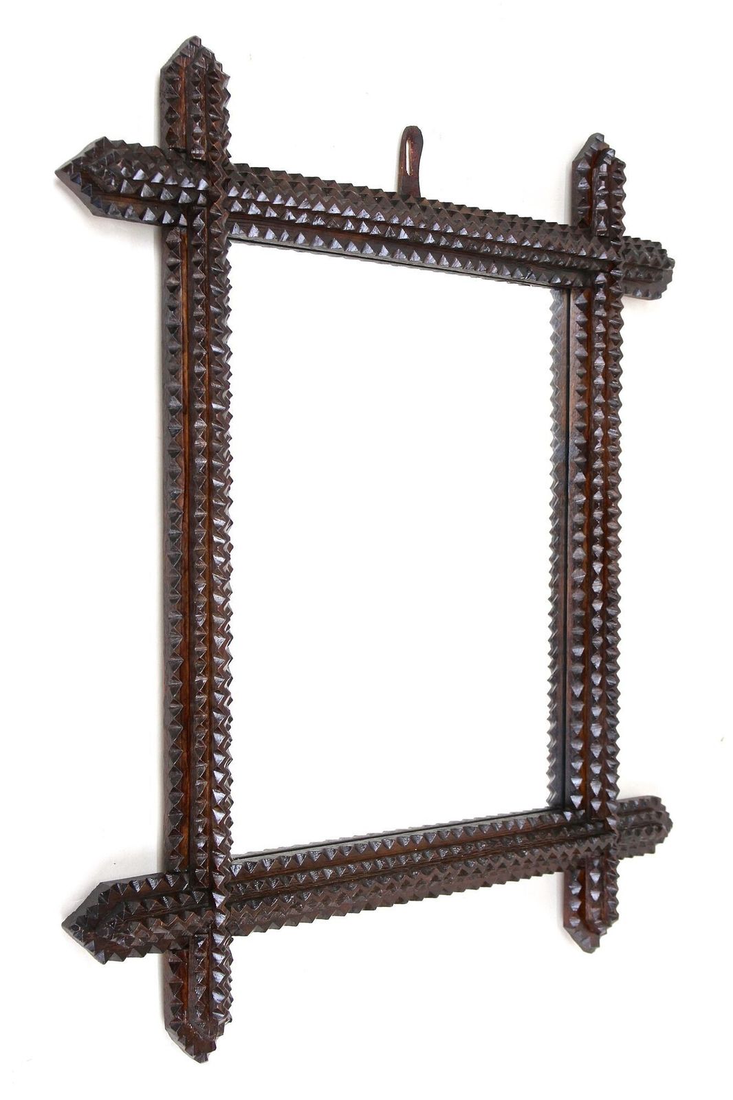 19th Century Tramp Art Rustic Mirror, Handcarved, Austria Circa 1880 photo furniture