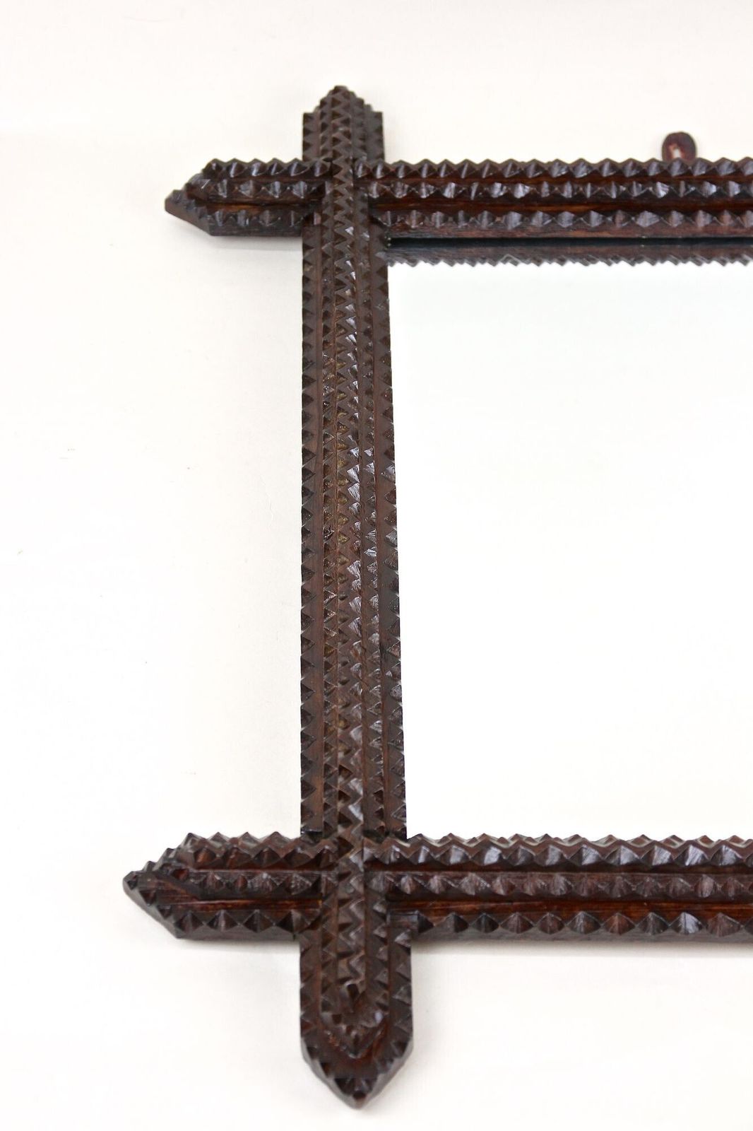 photo for sale 19th Century Tramp Art Rustic Mirror, Handcarved, Austria Circa 1880