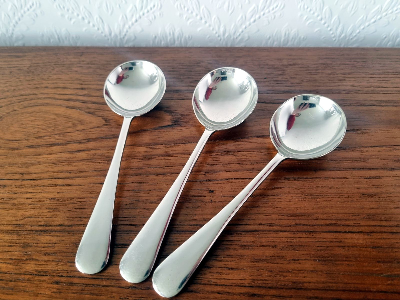 Vintage John Stephenson Sheffield Soup Spoons Set Of 3