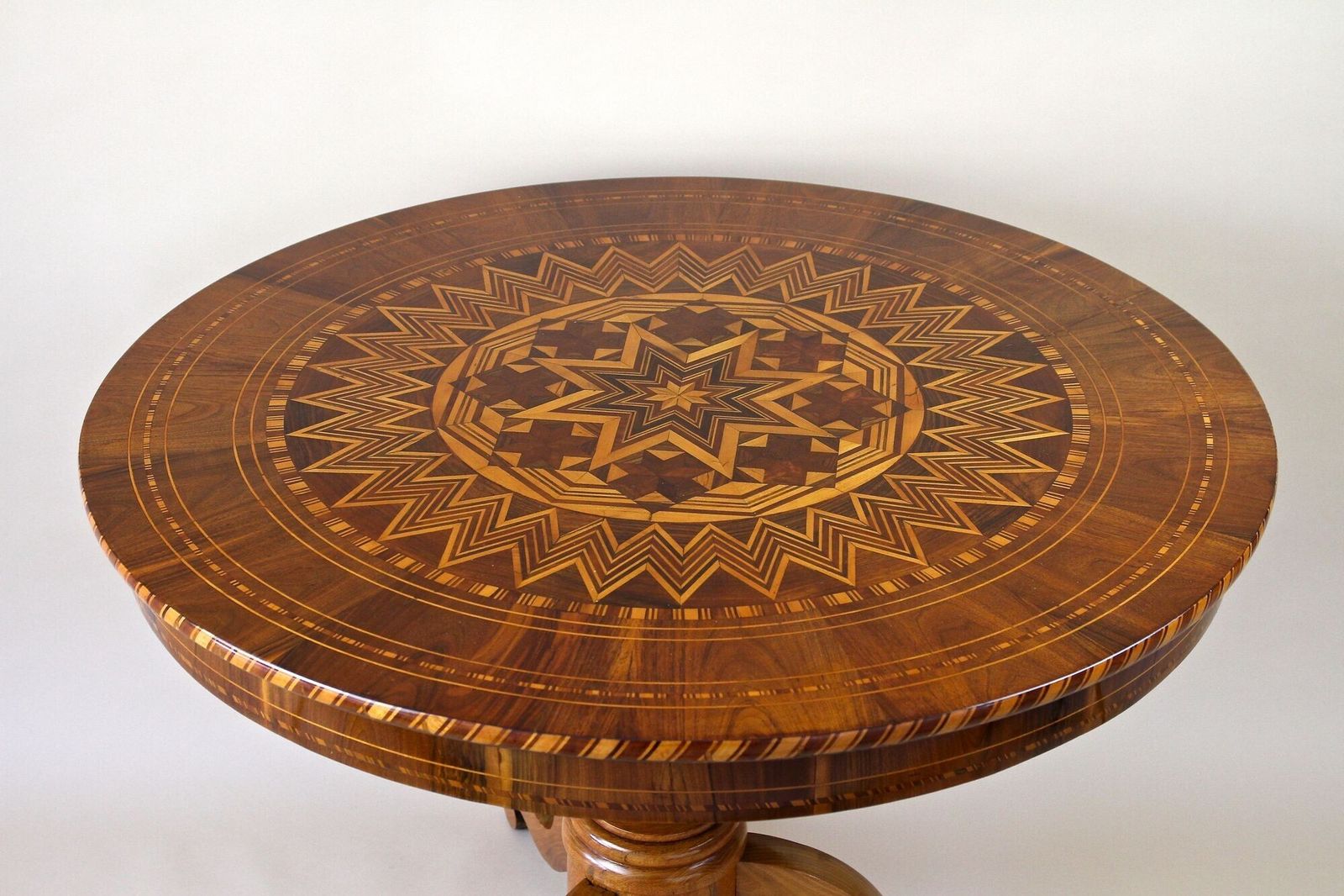 19th Century Biedermeier Round Coffee Table With Marquetry Works, At Ca. 1860 photo furniture