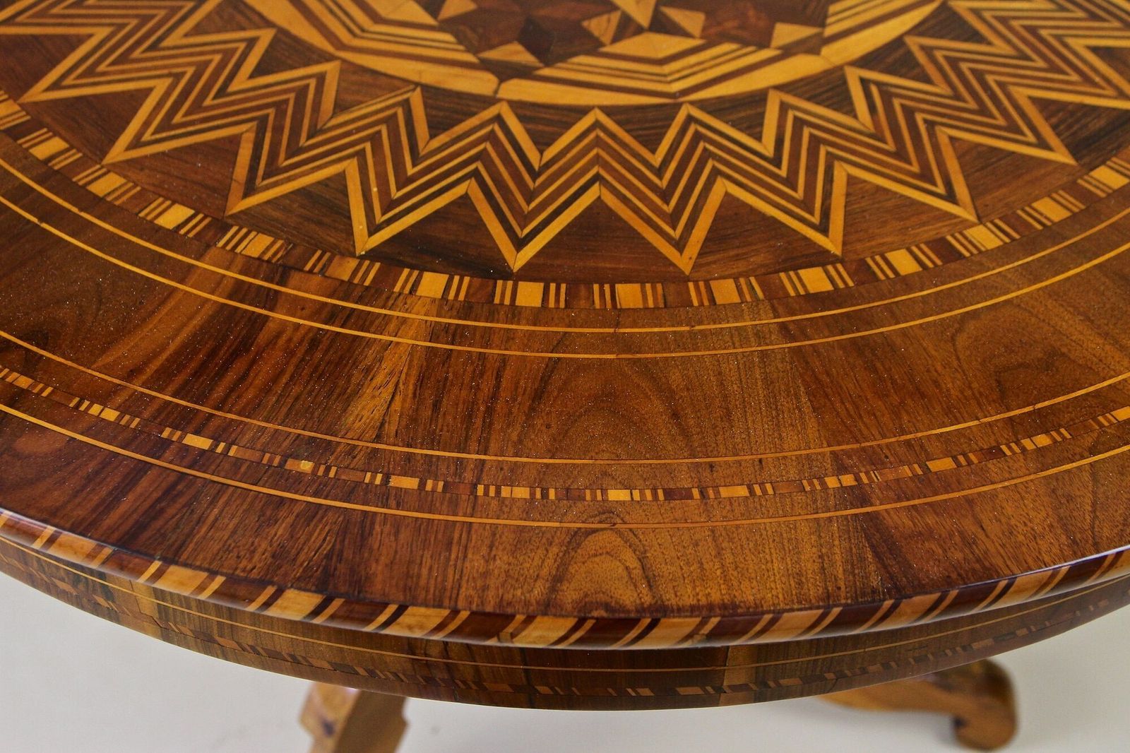 19th Century Biedermeier Round Coffee Table With Marquetry Works, At Ca. 1860 photo Furniture