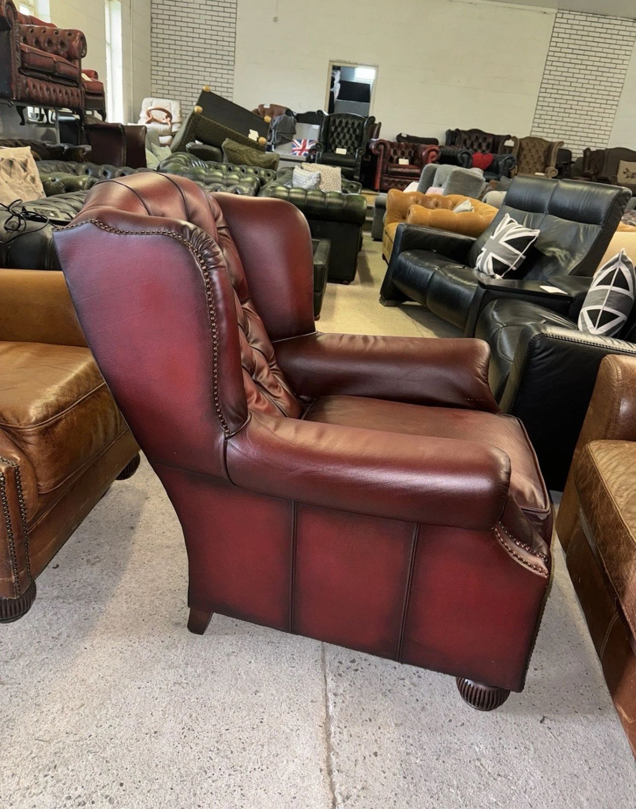 Furniture Tetrad Oskar Chesterfield Oxblood Real Leather Wingback Chair photo
