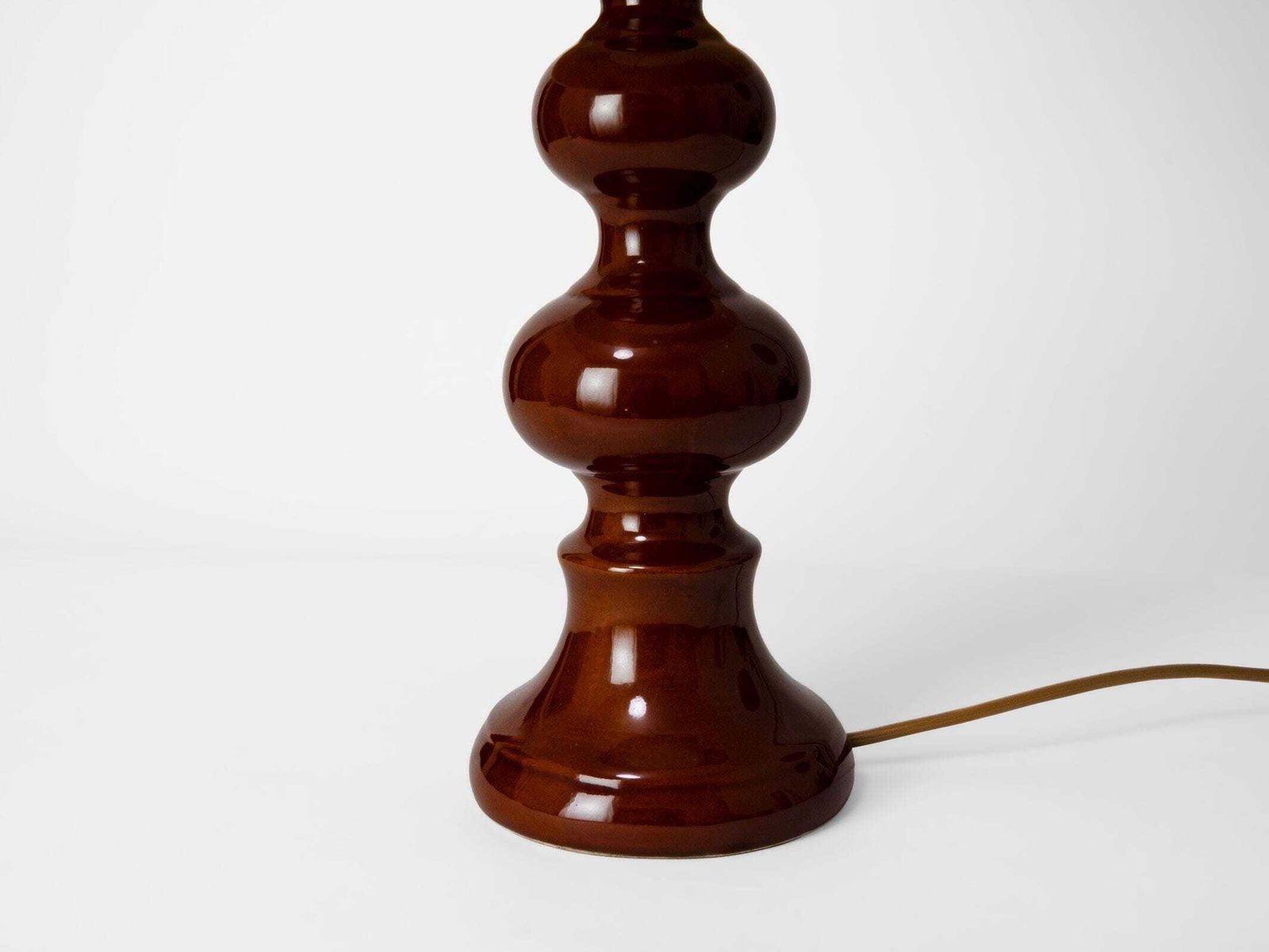 1960s   1970s Vintage Brown Ceramic Table Lamp With Cream White Lampshade   Mid Century Modern Lighting photo Lighting