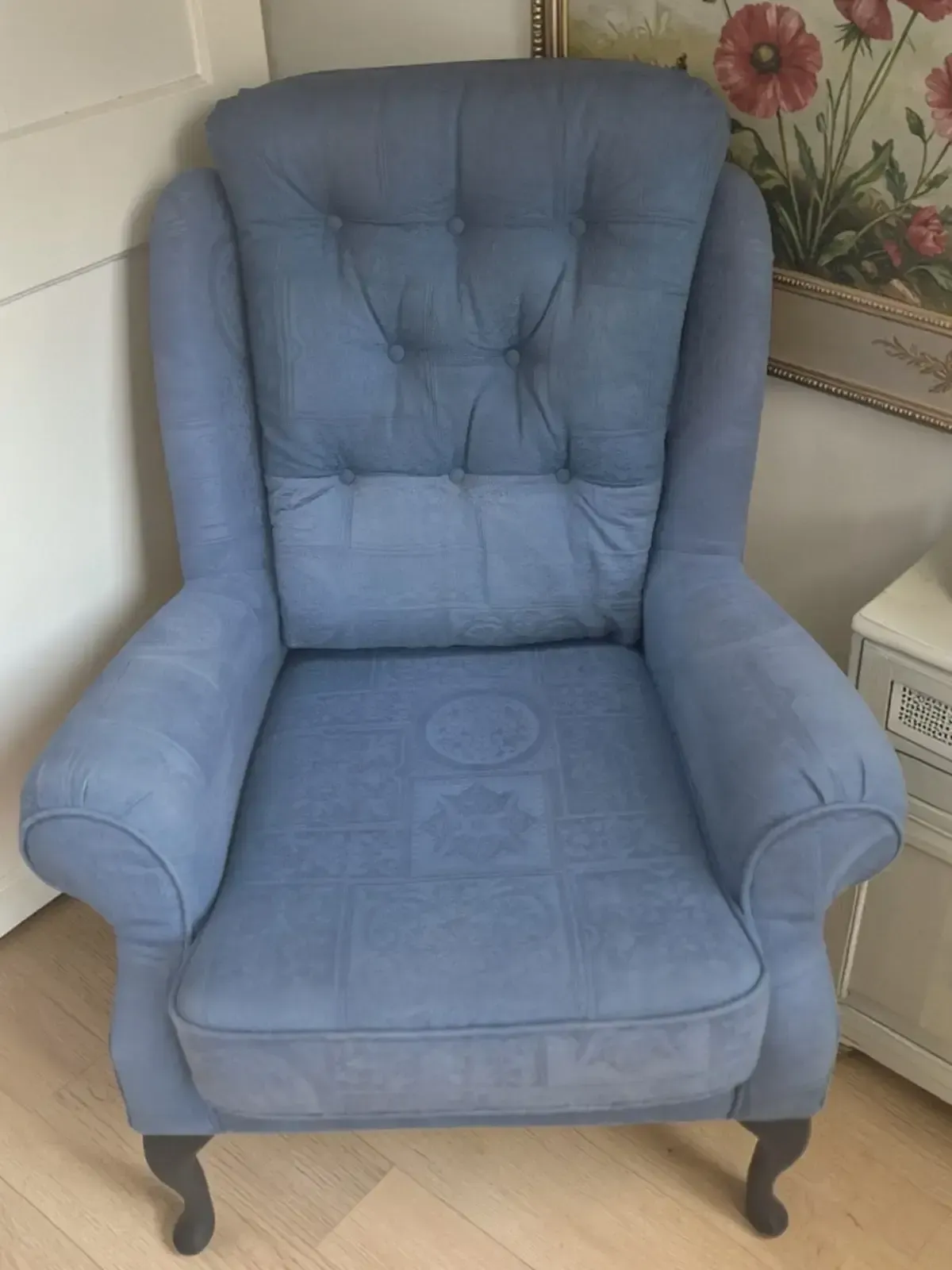 225.0 Vintage Wingback Armchair Mid Century Style Lounge Chair Buttoned photo