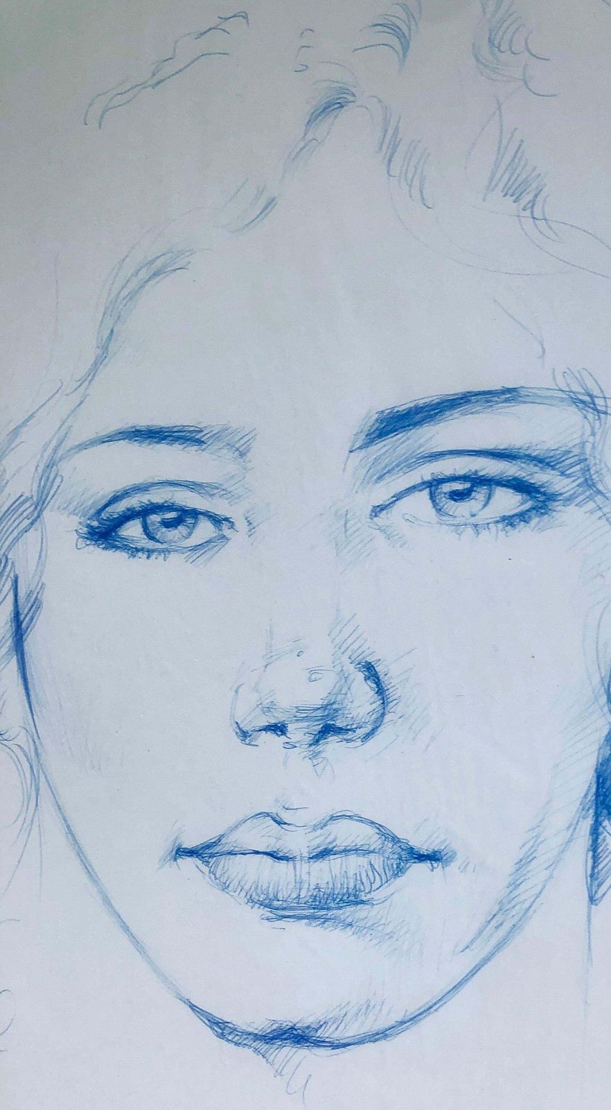 José Luis Fuentetaja Female Portrait Ballpoint Drawing Framed Contemporary Spanish Figurative Art 2013 photo 300.0