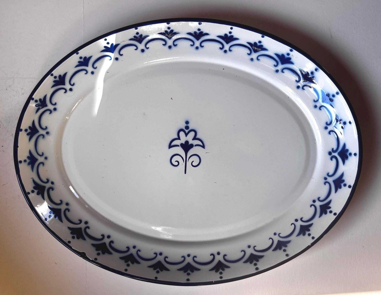 Blue And White Enamel Platter Ikea Arv Idyll Swedish Dish Vintage Modernaire Enamel Platter photo vinterior