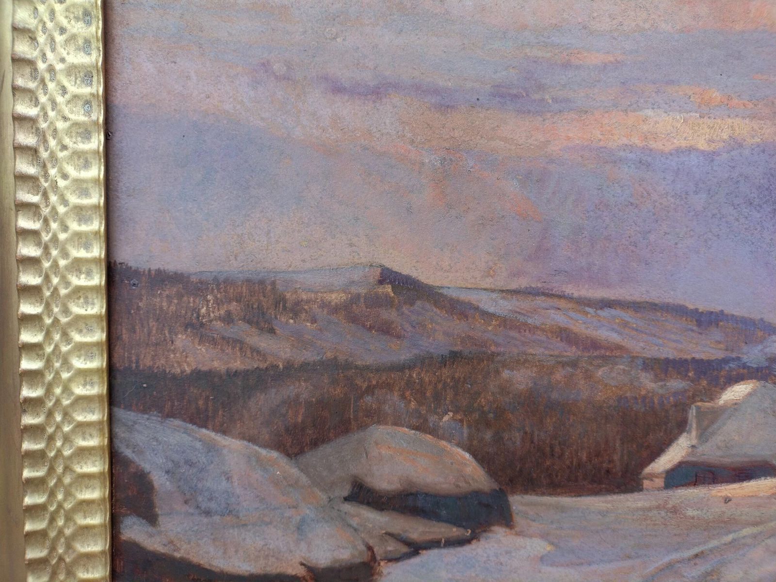 20th Century Oil Painting – Sunset On The Snow photo furniture