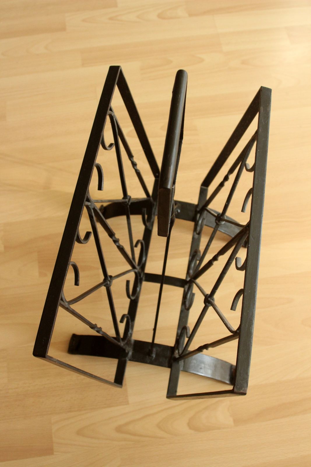 Handmade Mid Century Wrought Iron Magazine Rack   Vintage photo for sale