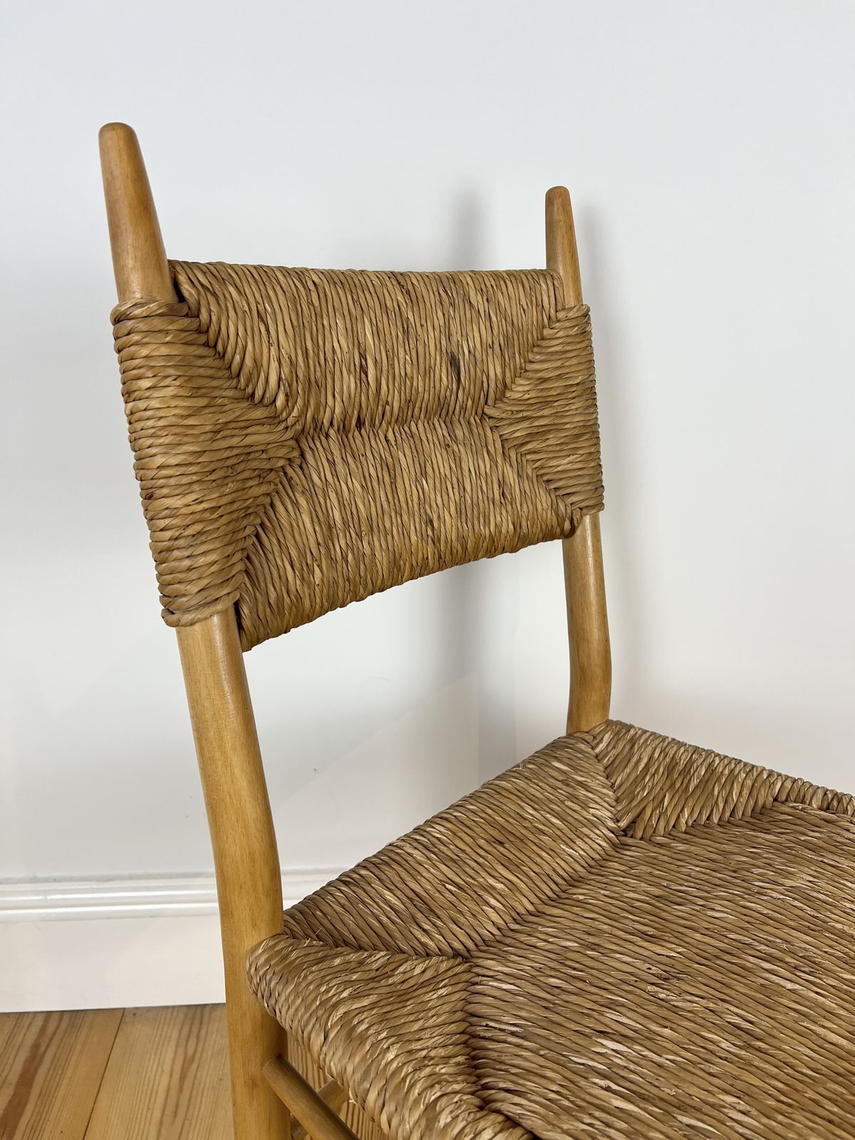 photo buy Pair Of Vintage Mid Century Rush Dining Chairs, Charlotte Perriand Style, C.1960 70