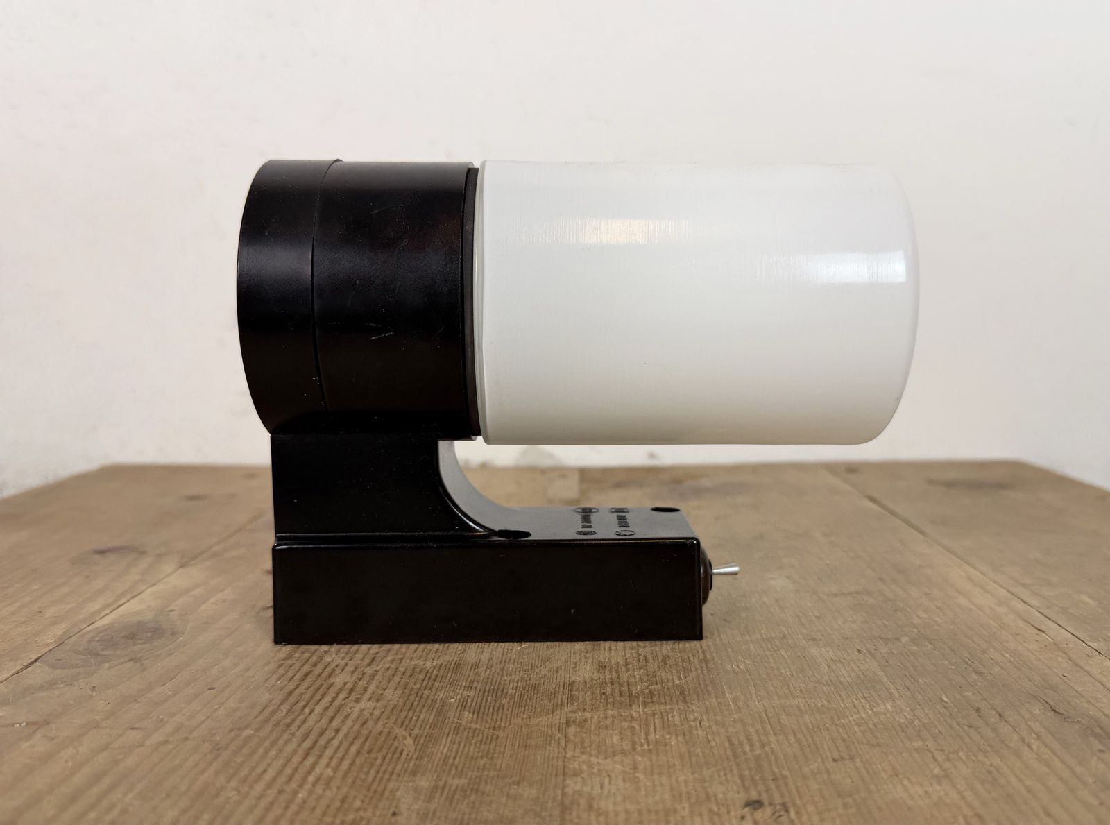Industrial Brown Bakelite Wall Light With Milk Glass, 1960s photo buy