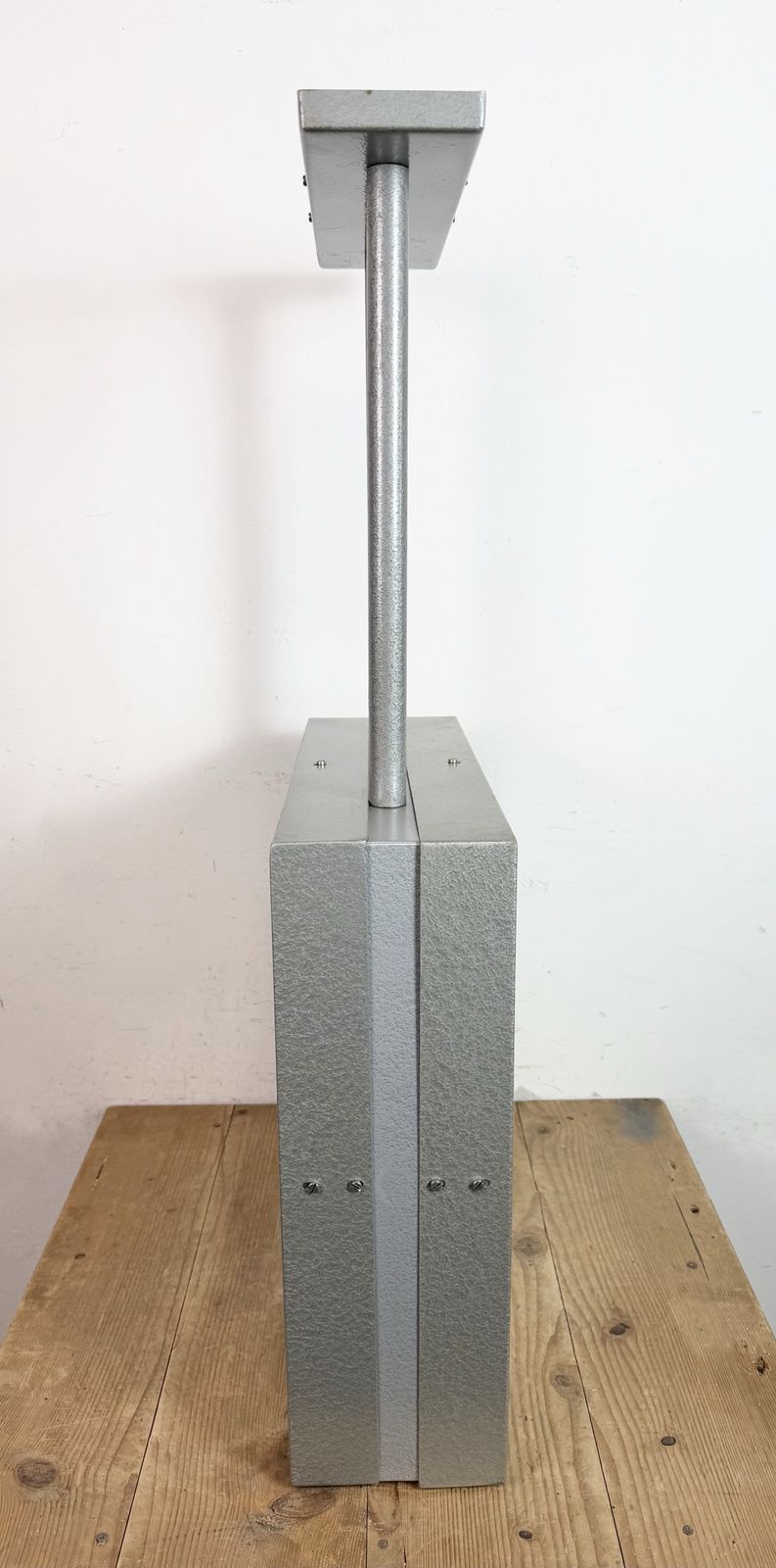 Large Square Industrial Double Sided Factory Clock From Pragotron, 1960s photo vintage