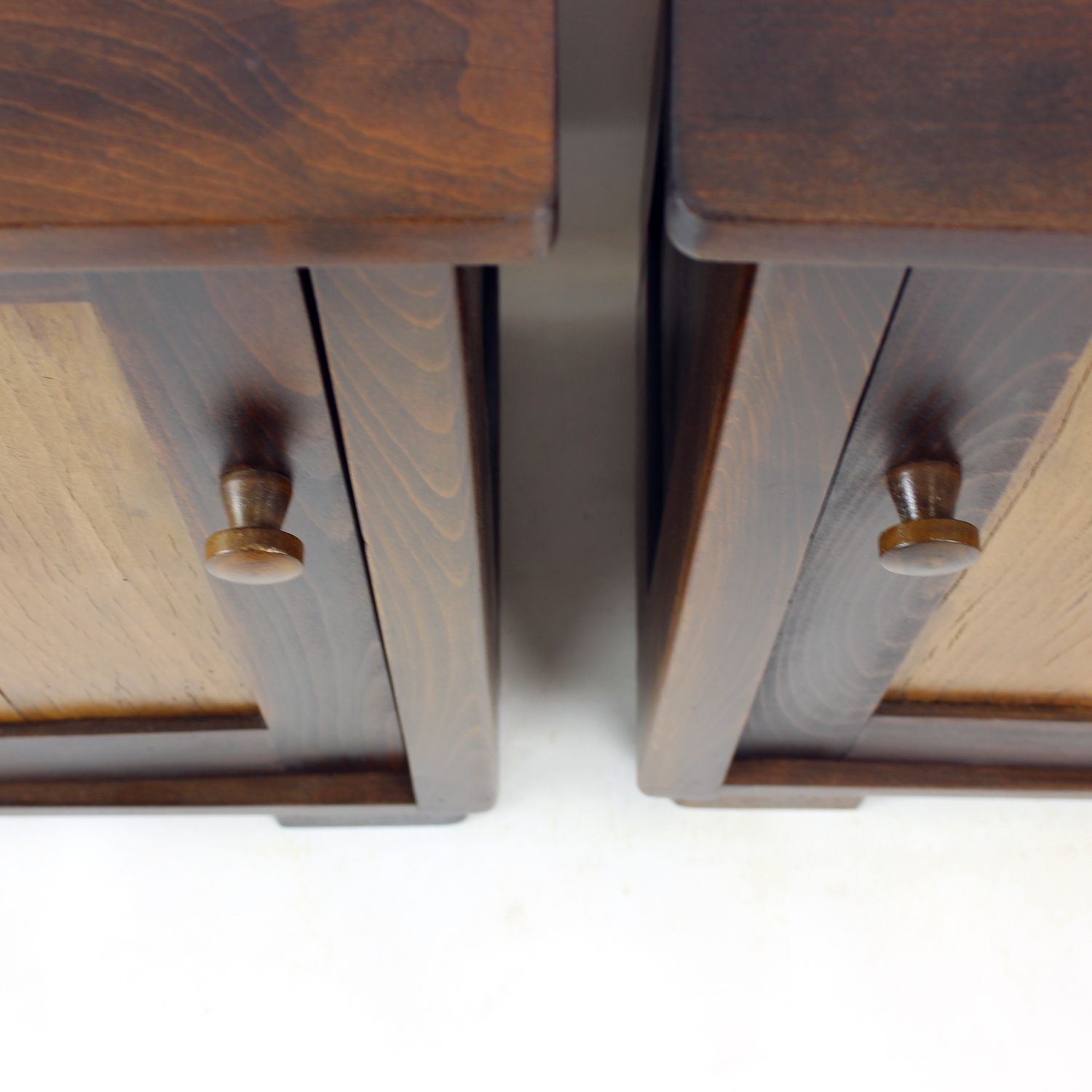 photo furniture Tall Vintage Bedside Tables In Wood, Czechoslovakia 1930s