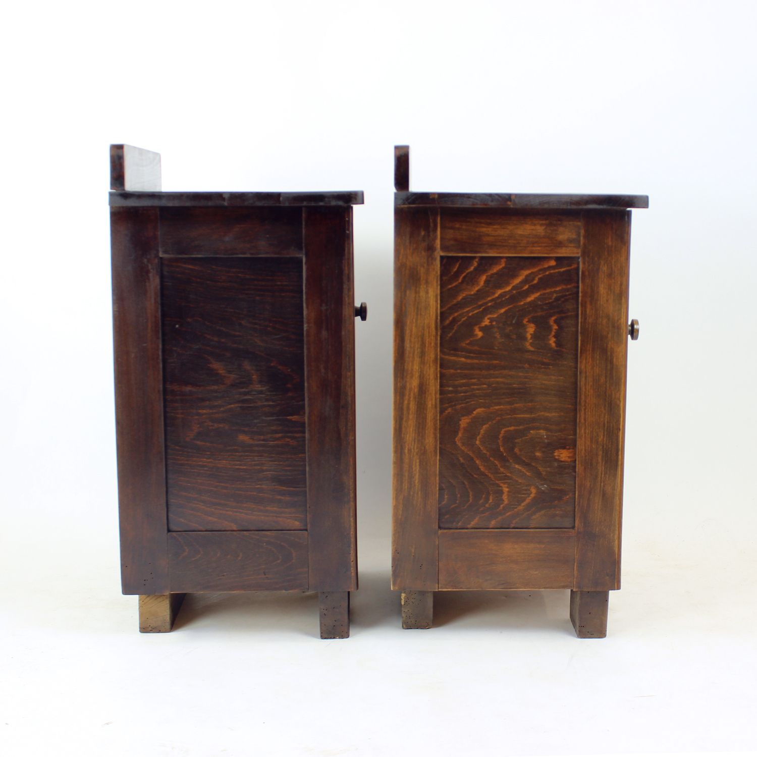 photo buy Tall Vintage Bedside Tables In Wood, Czechoslovakia 1930s