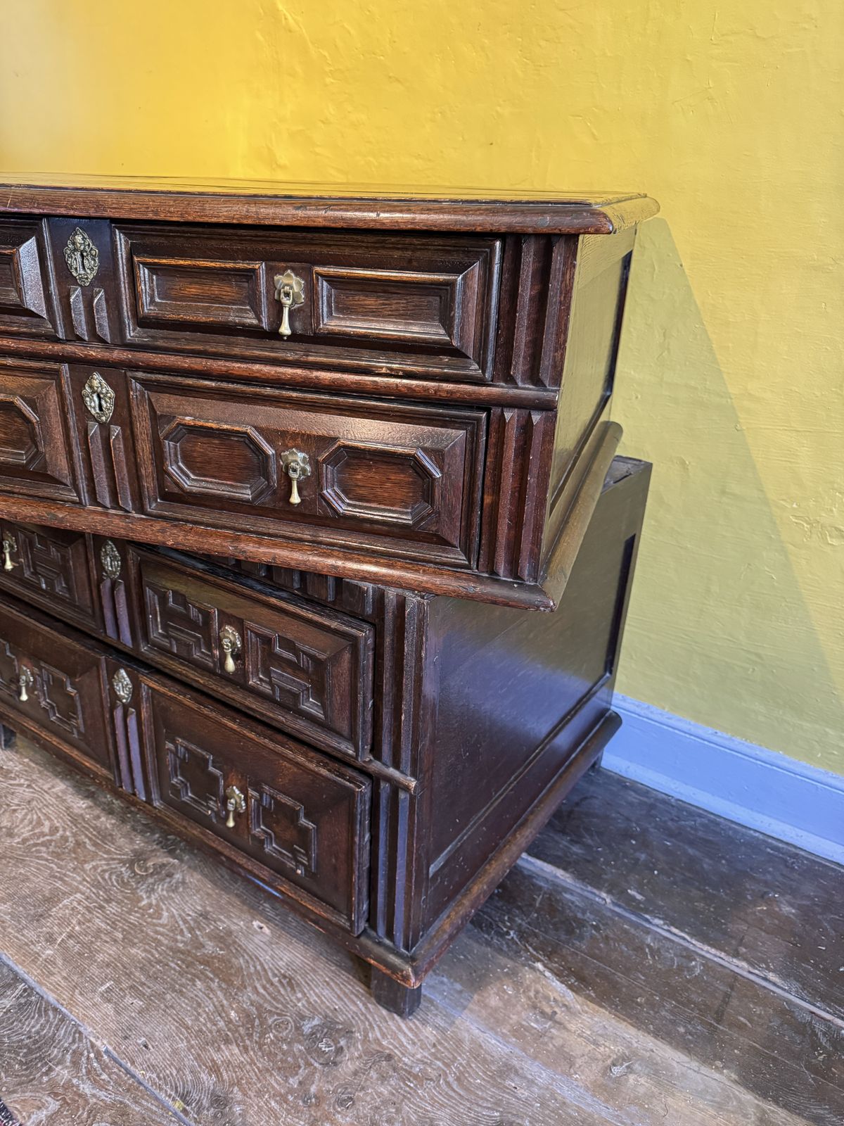 Charles II Oak Two Part Chest Of Drawers With Geometric Mouldings photo 1700.0